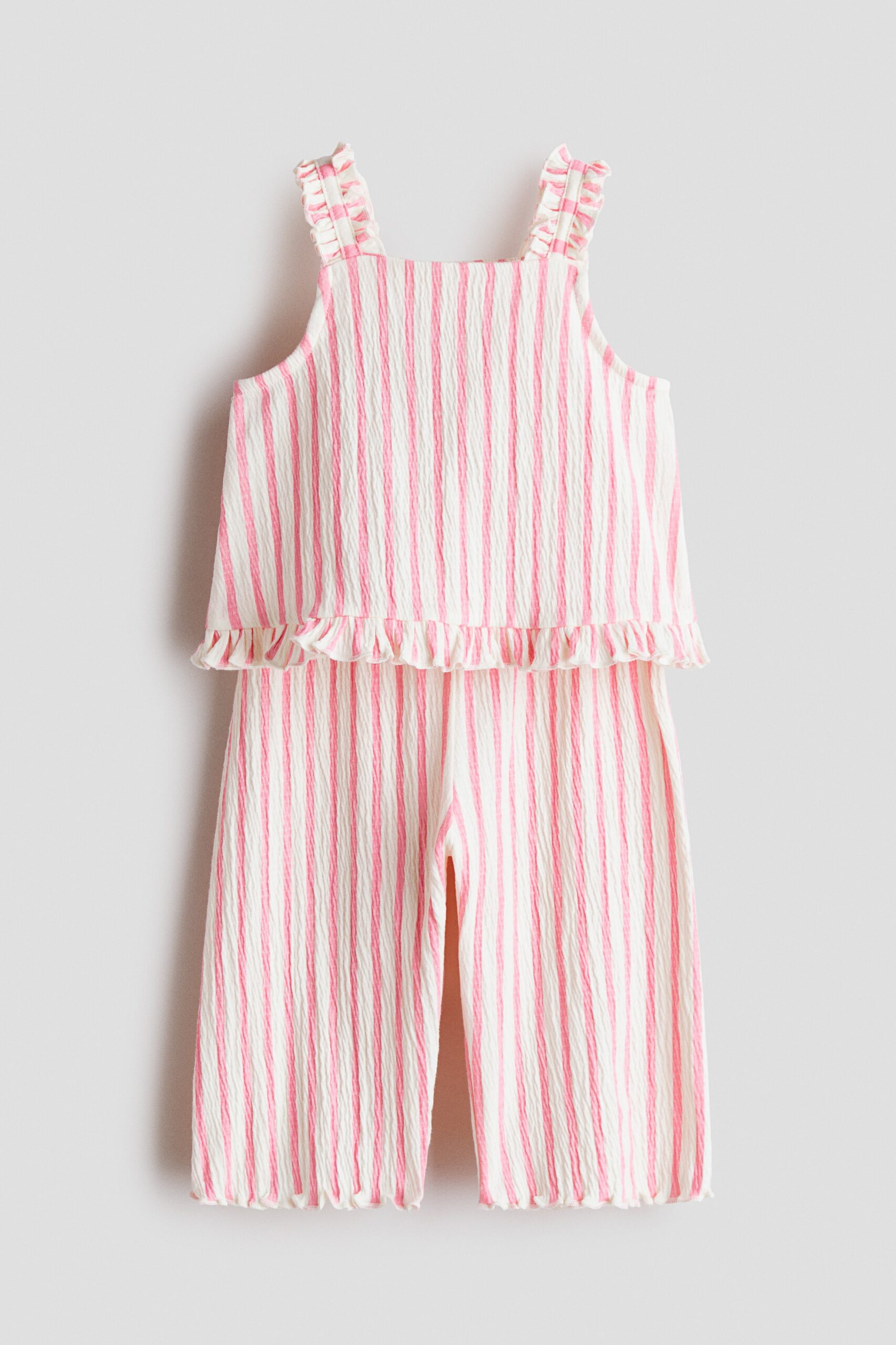 H & M - Tweedelige katoenen set met print - Lichtroze/Gestreept