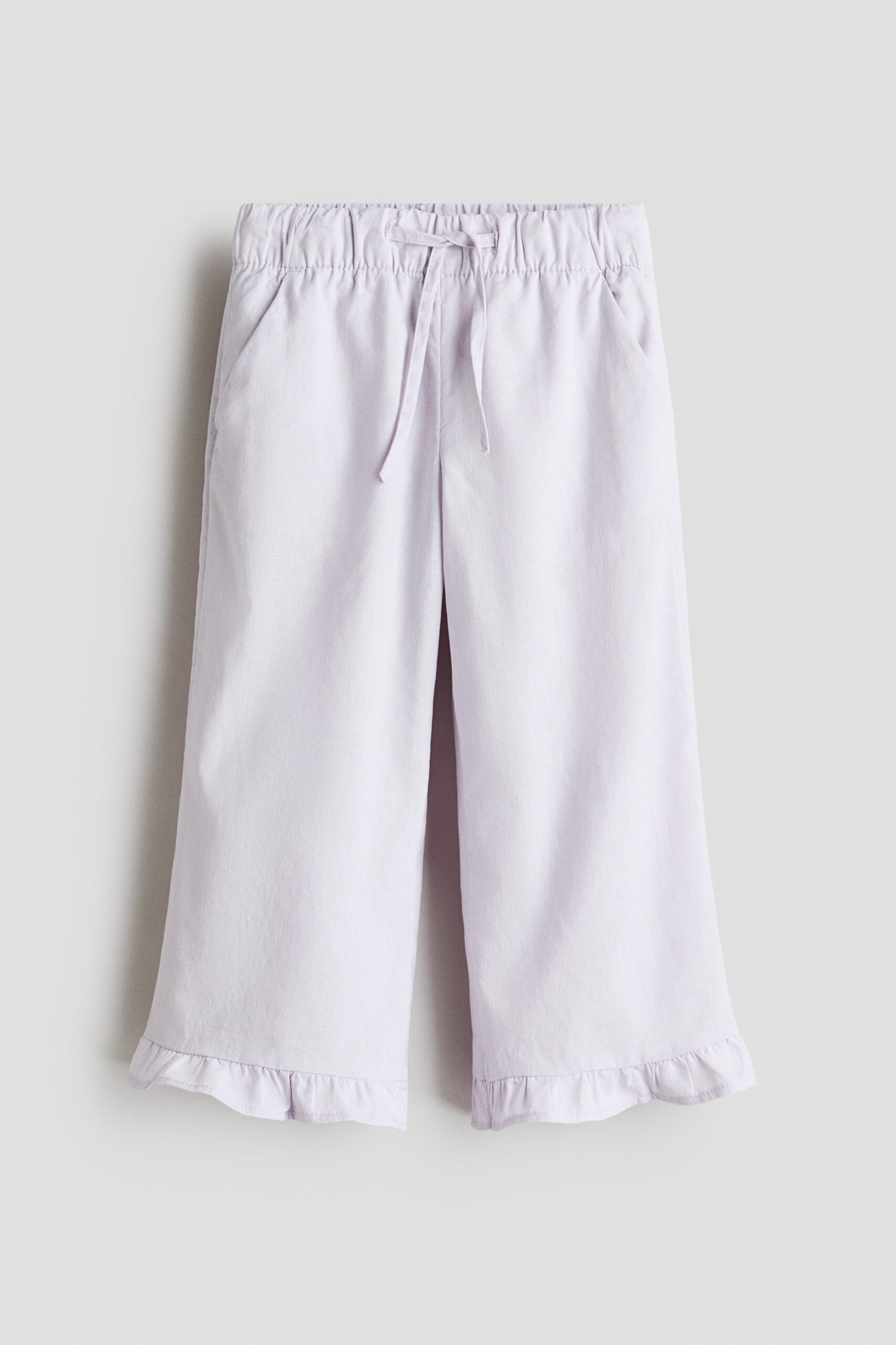 H & M - Broek van linnenmix met drawstring - Lichtpaars