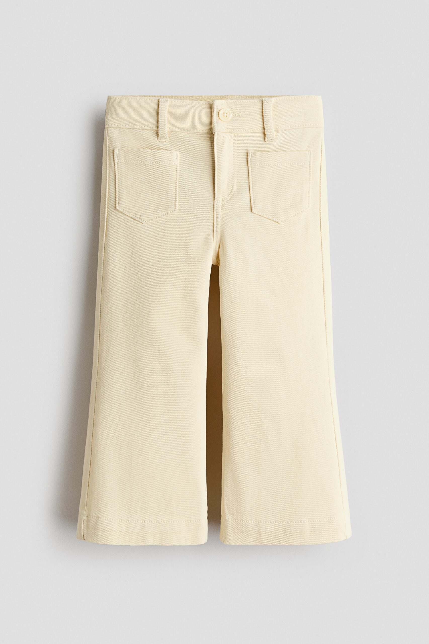 H & M - Flared twill broek - Lichtgeel
