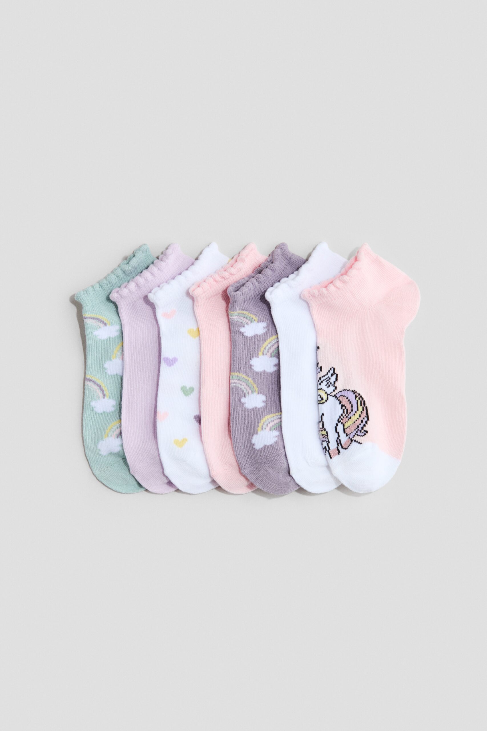 H & M - 7 paar enkelsokken - Turkoois/Regenbogen