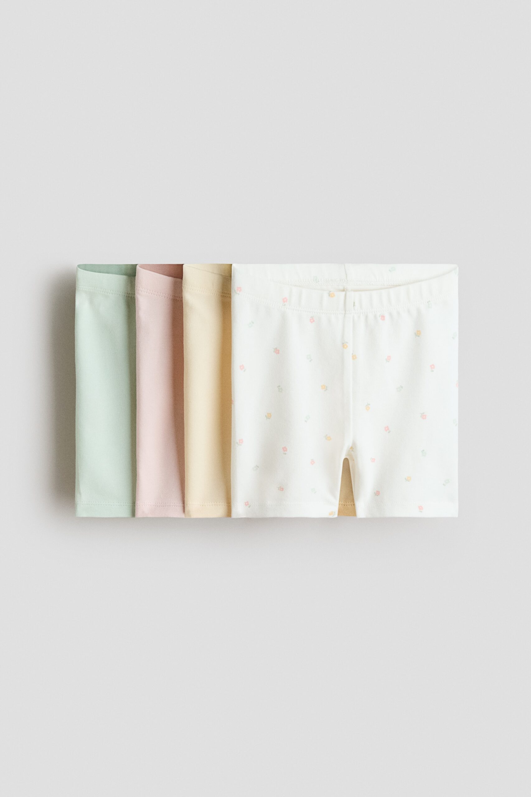 H & M - Set van 4 katoenen fietsshorts - Lichtgroen/Lichtroze
