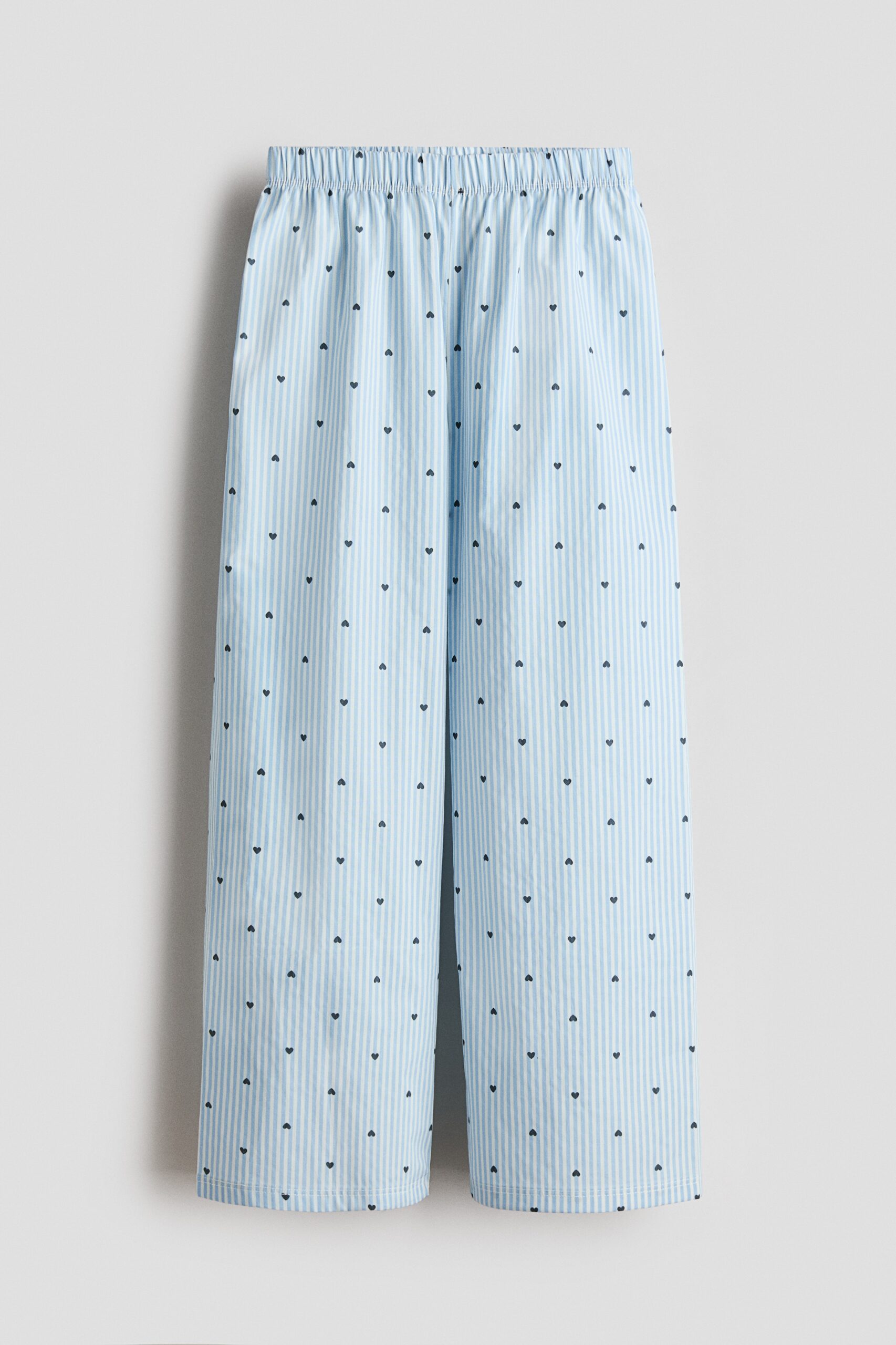 H & M - Katoenen pyjamabroek - Lichtblauw/Hartjes