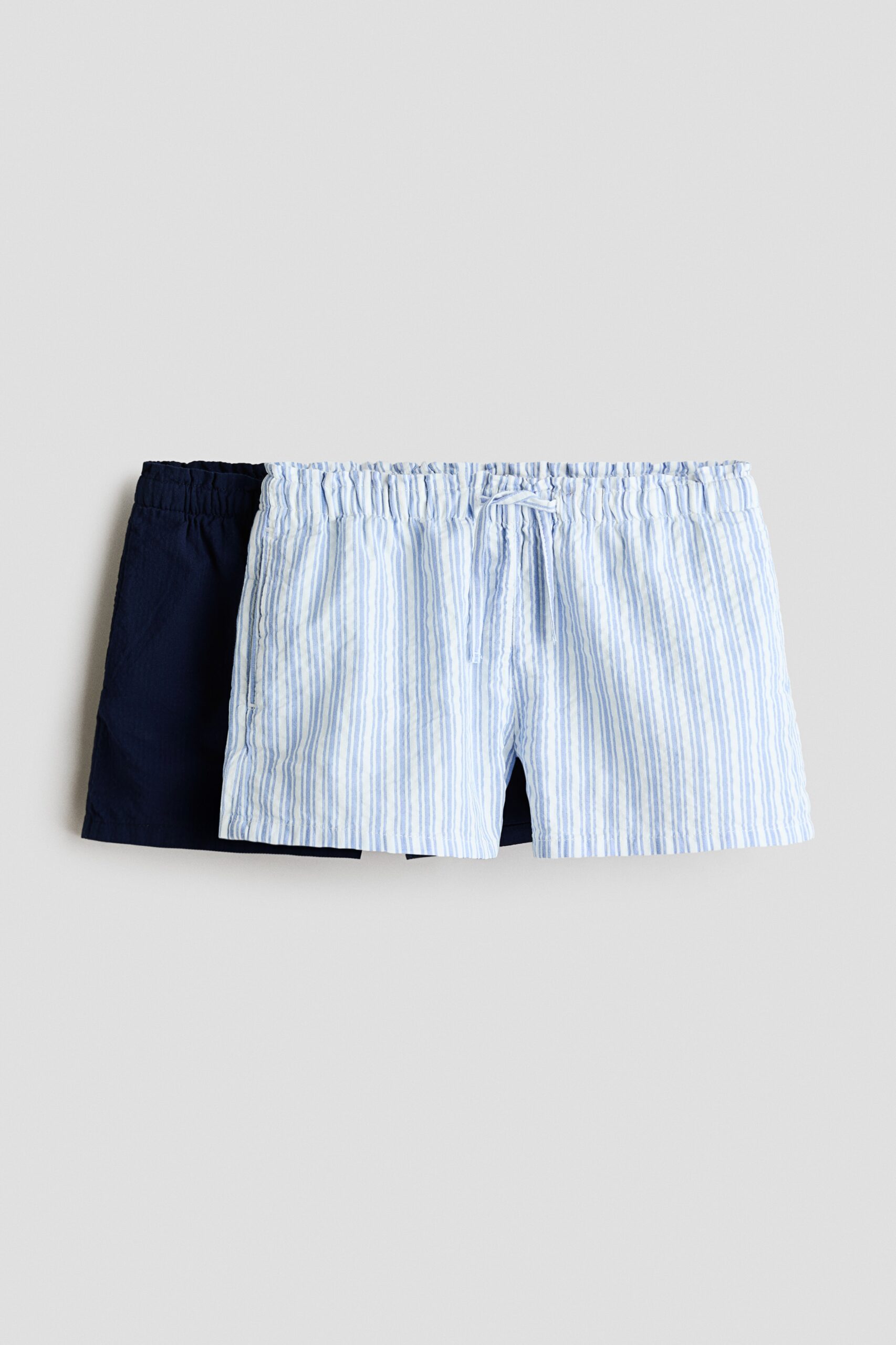 H & M - Set van 2 katoenen shorts - Lichtblauw/Gestreept