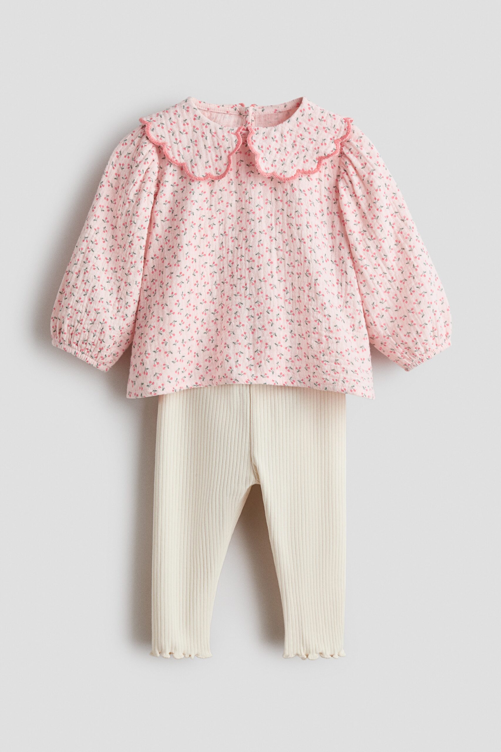 H & M - Tweedelige set - Blouse en legging - Lichtroze/Kersen