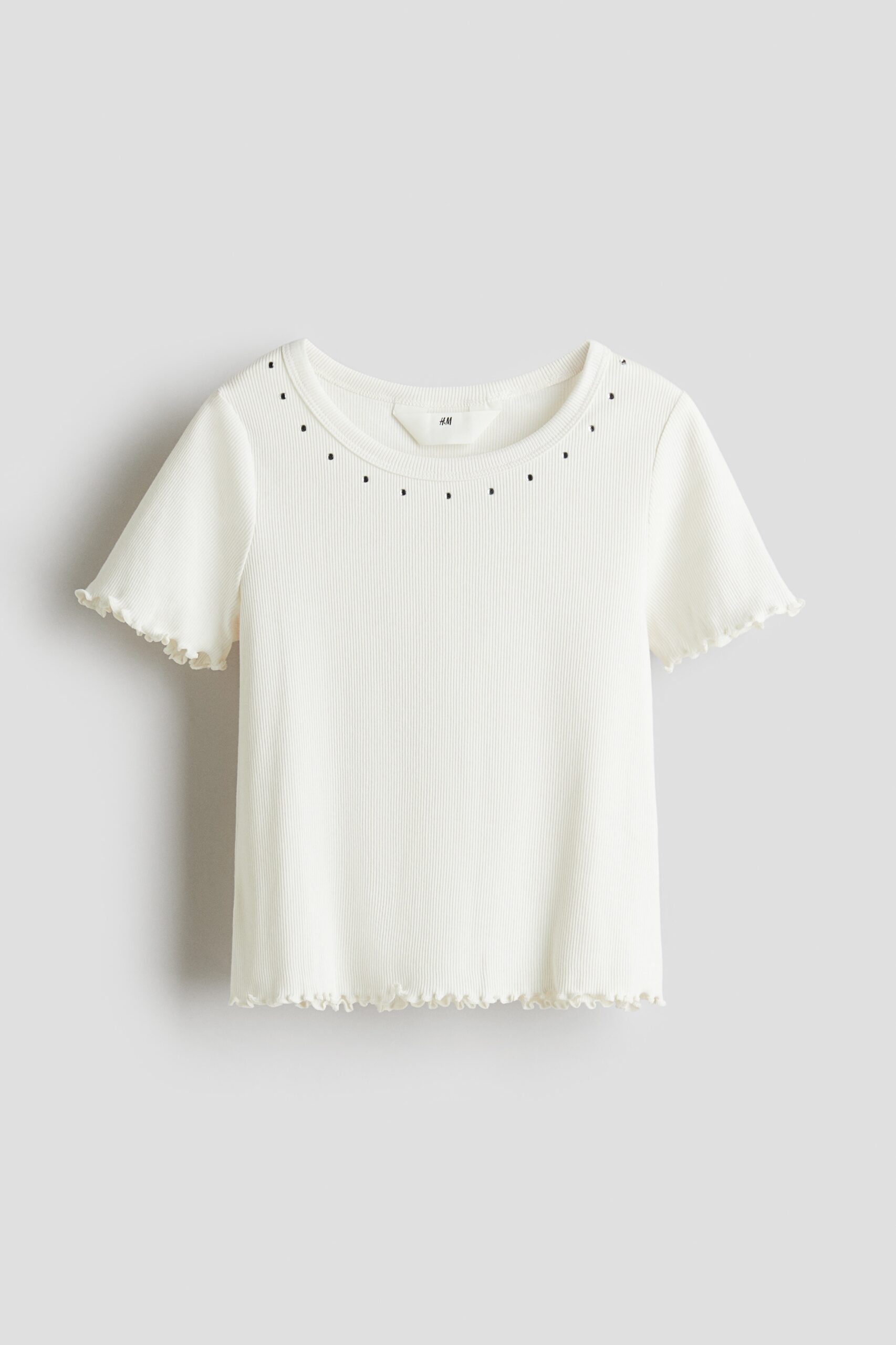 H & M - Gedecoreerde katoenen top - Wit