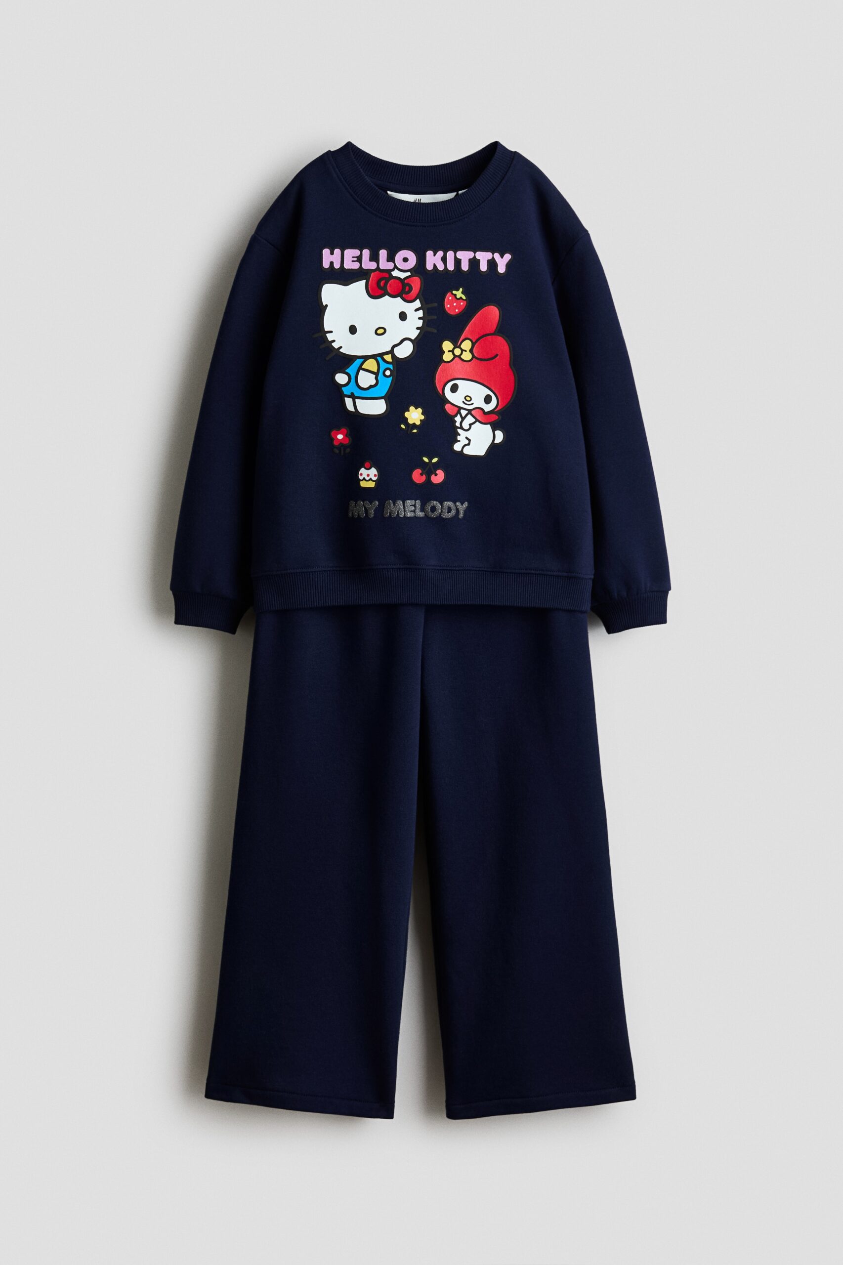 H & M - Tweedelige set van joggingstof met print - Marineblauw/Hello Kitty