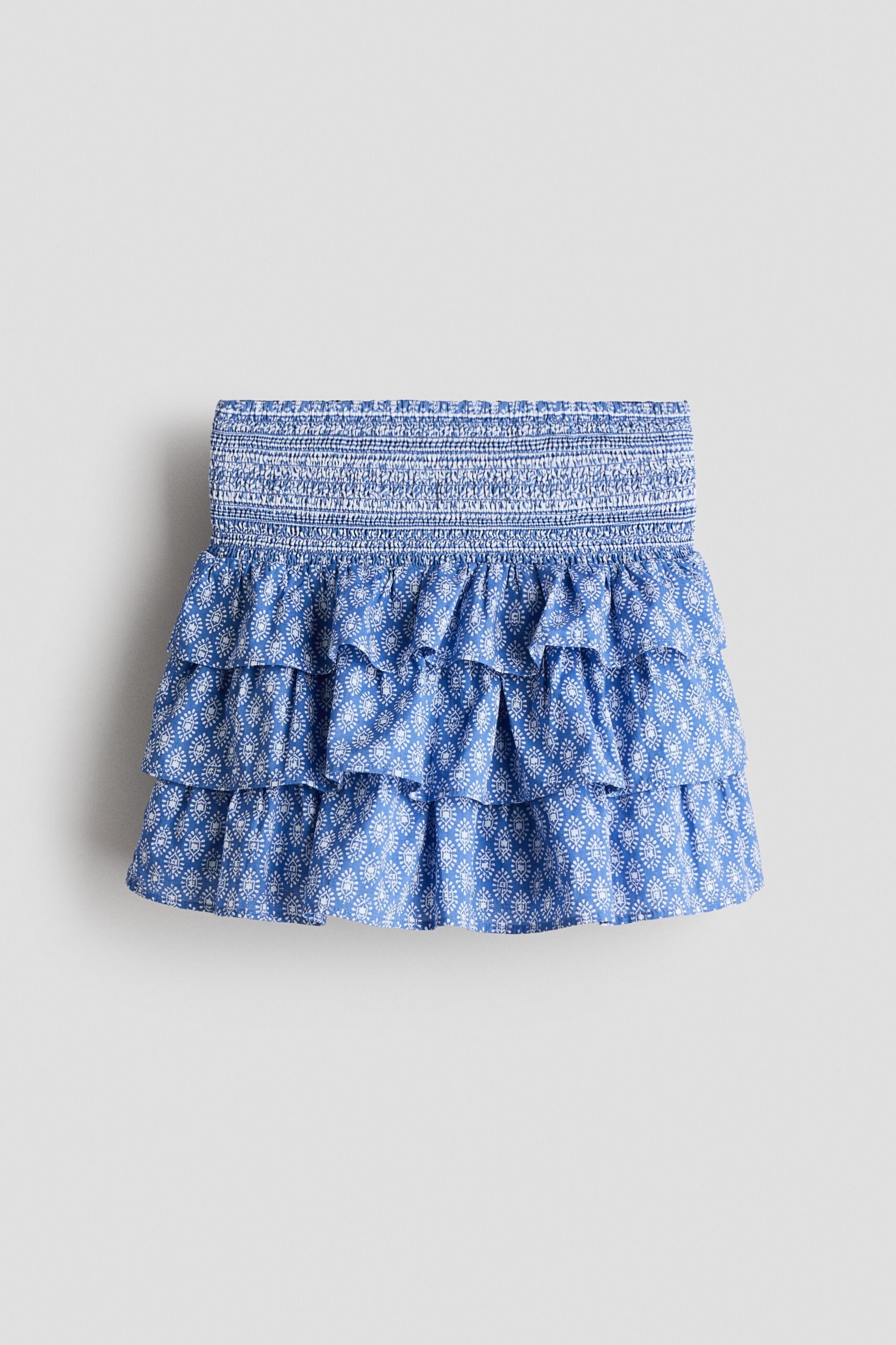 H & M - Katoenen volantrok - Blauw/Dessin
