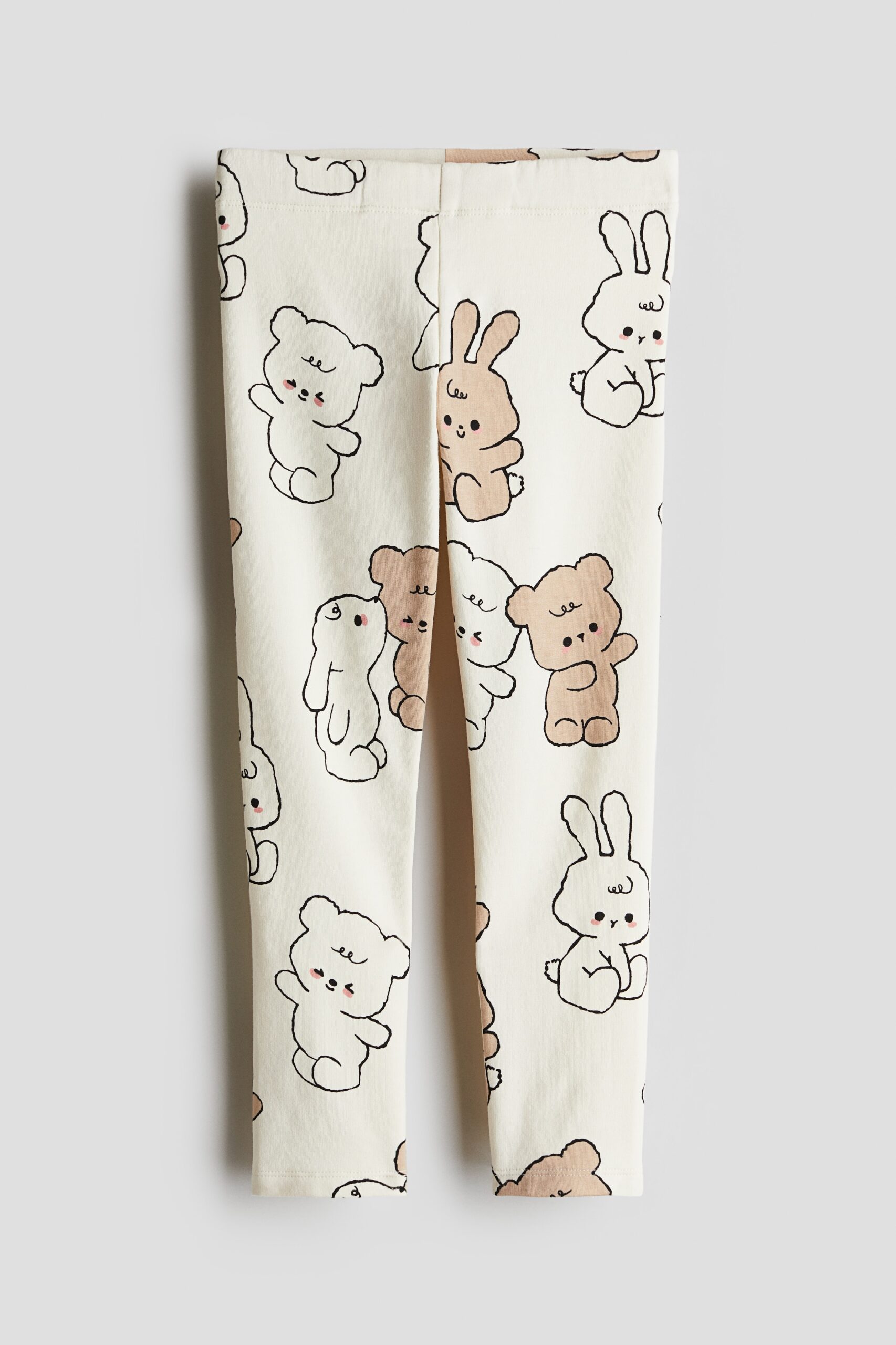 H & M - Legging - Roomwit/Teddyberen