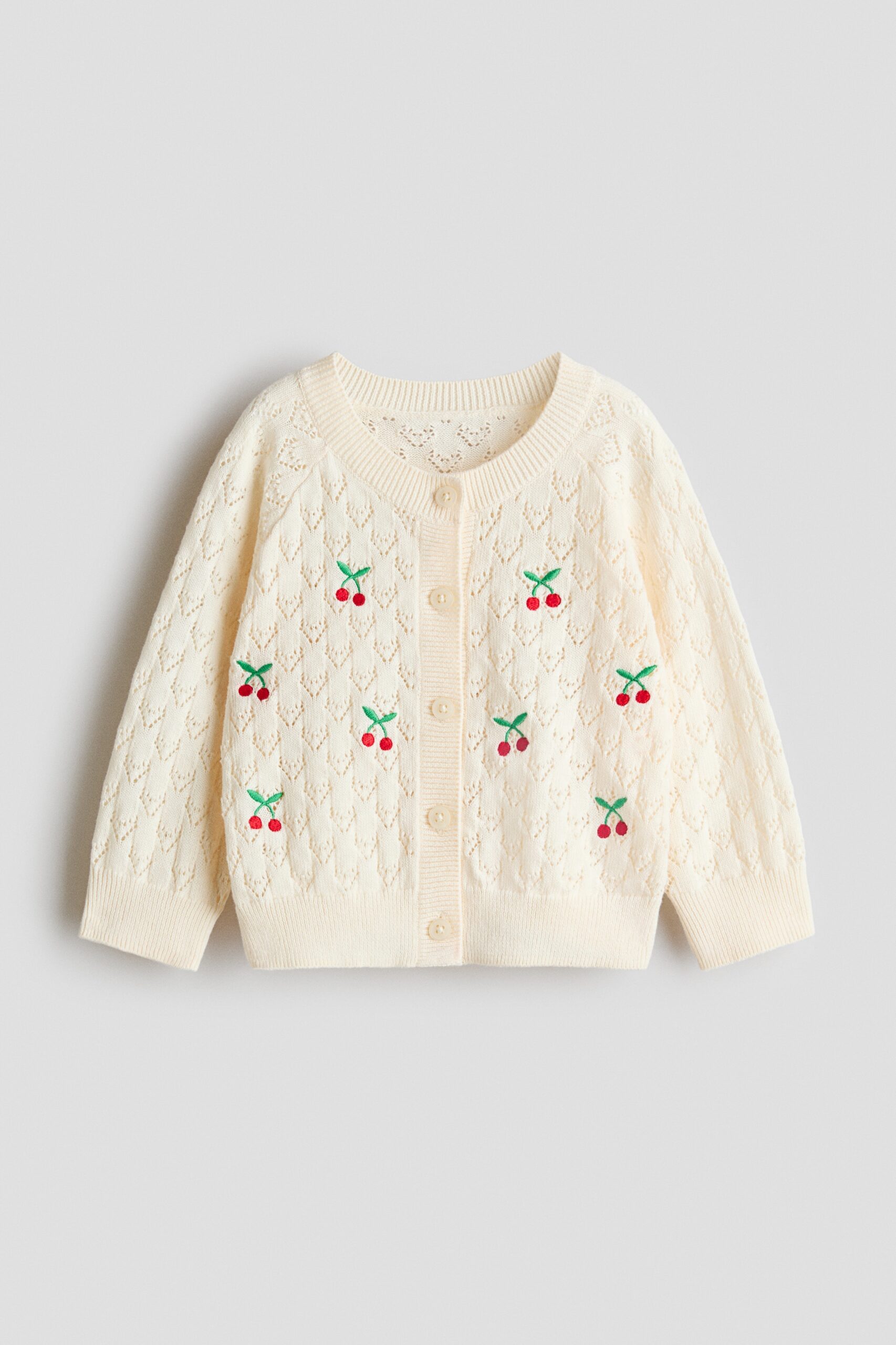 H & M - Vest met borduursel - Lichtbeige/Kersen