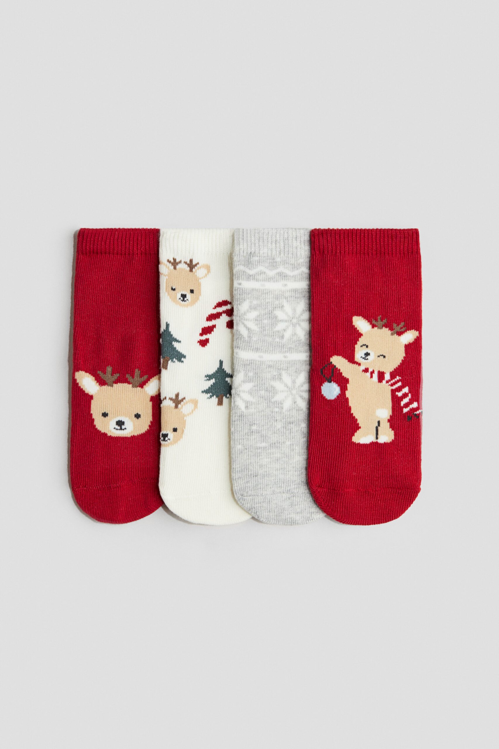 H & M - 4 paar sokken - Rood/Rendier