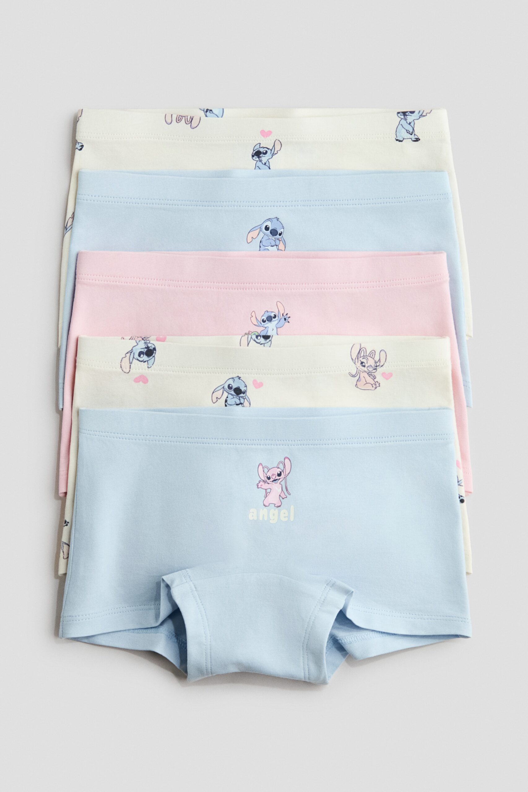 H & M - Set van 5 katoenen boxerslips - Lichtblauw/Lilo & Stitch
