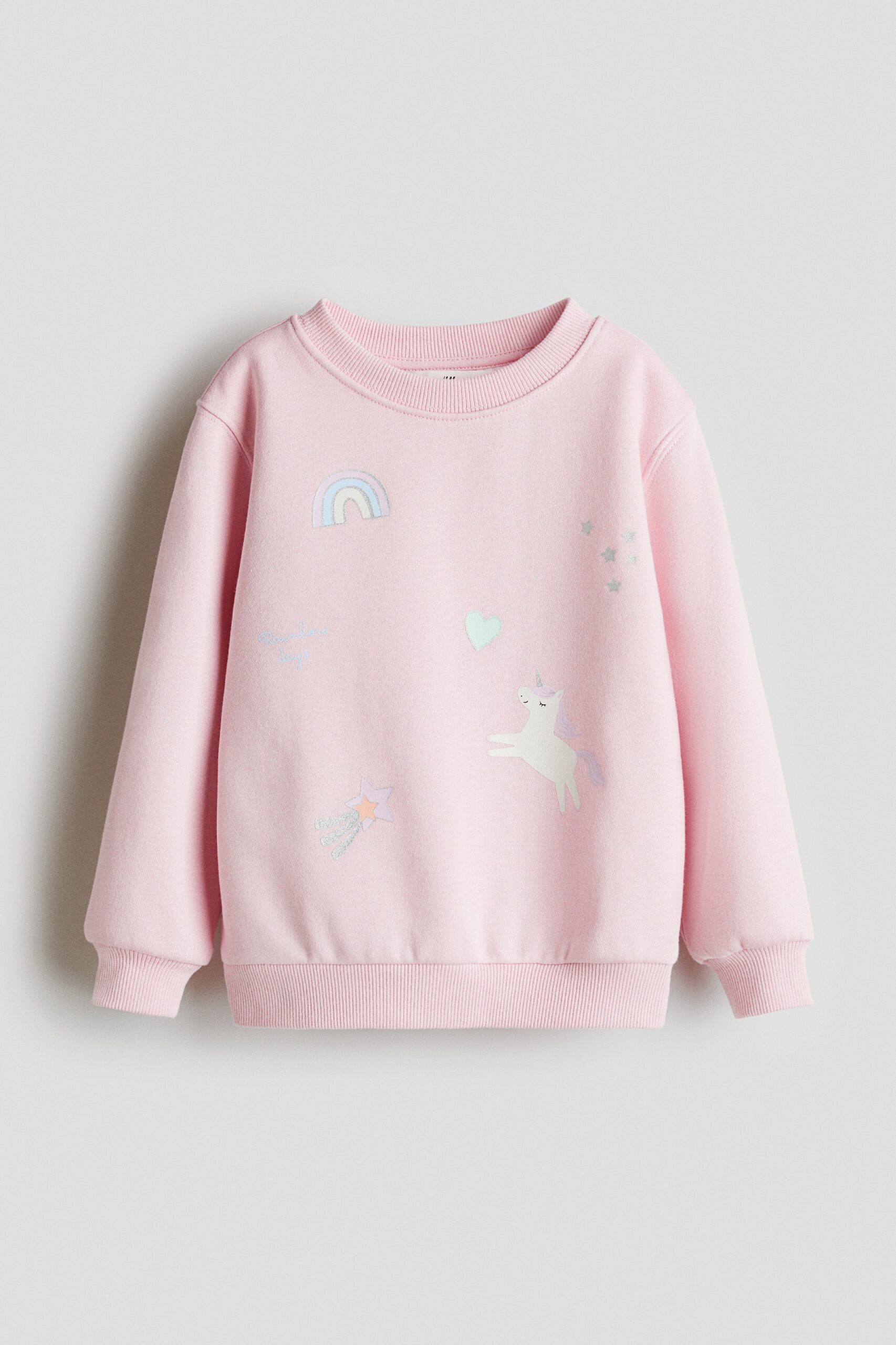 H & M - Sweater met print - Lichtroze/Eenhoorns