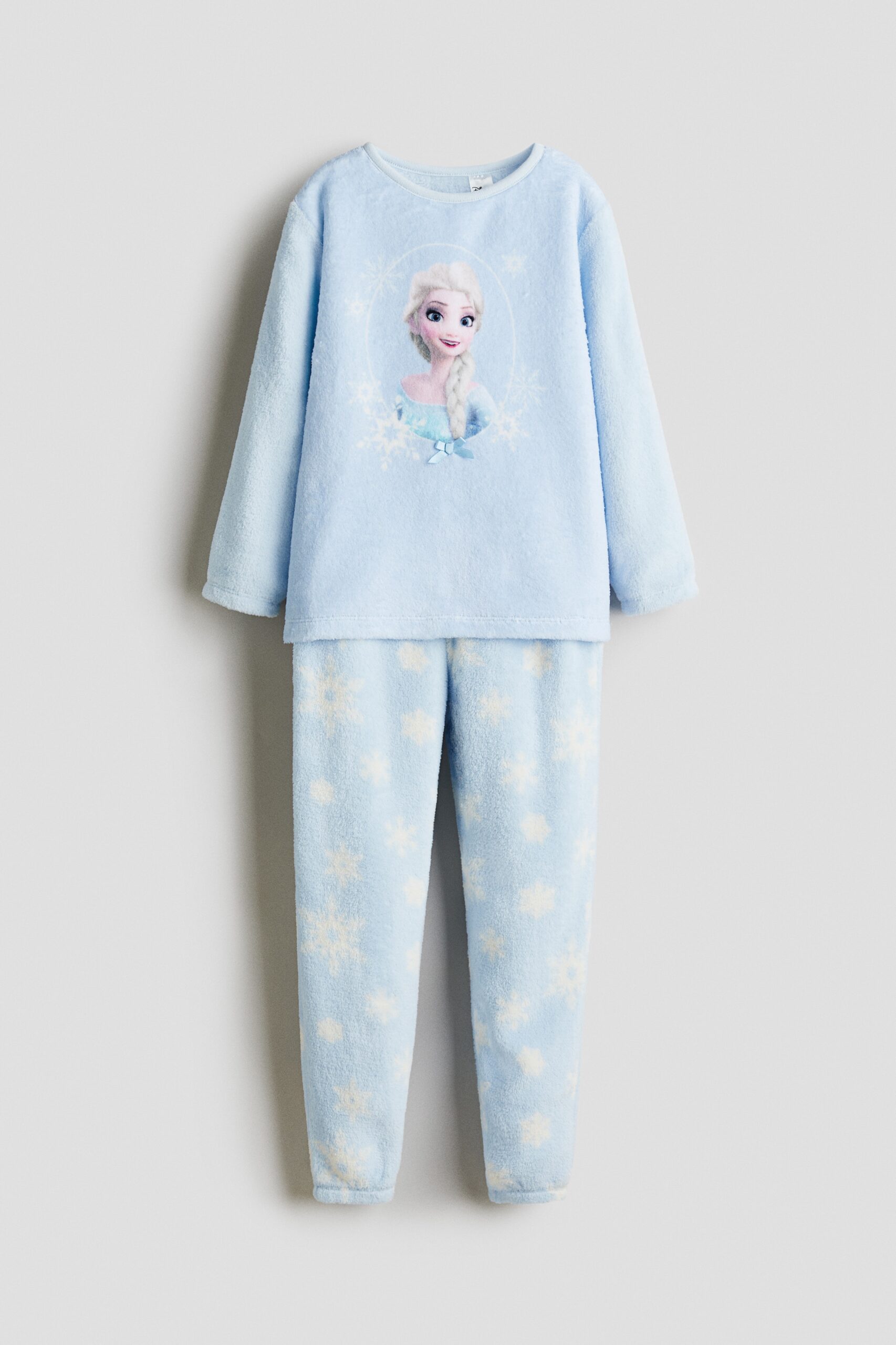 H & M - Velours pyjama met print - Lichtblauw/Frozen