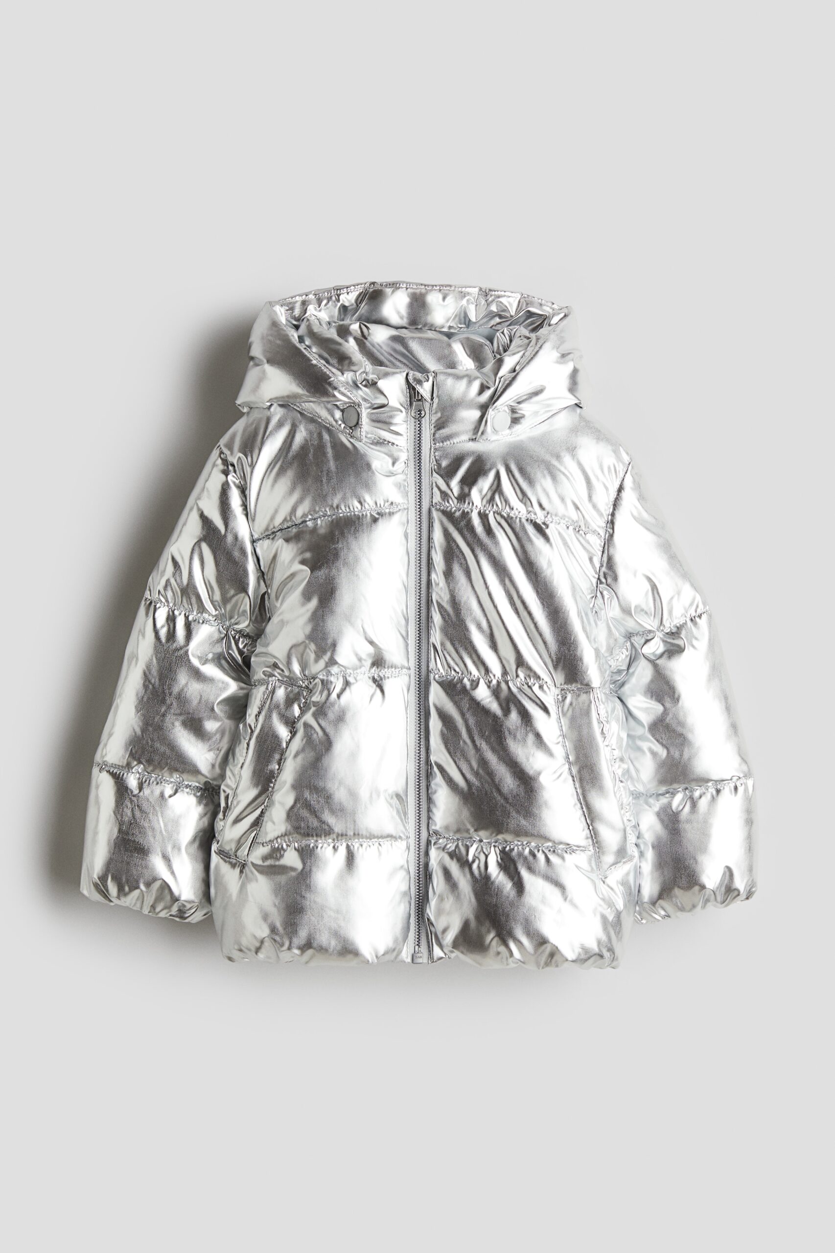 H & M - Glanzend pufferjack - Zilverkleurig