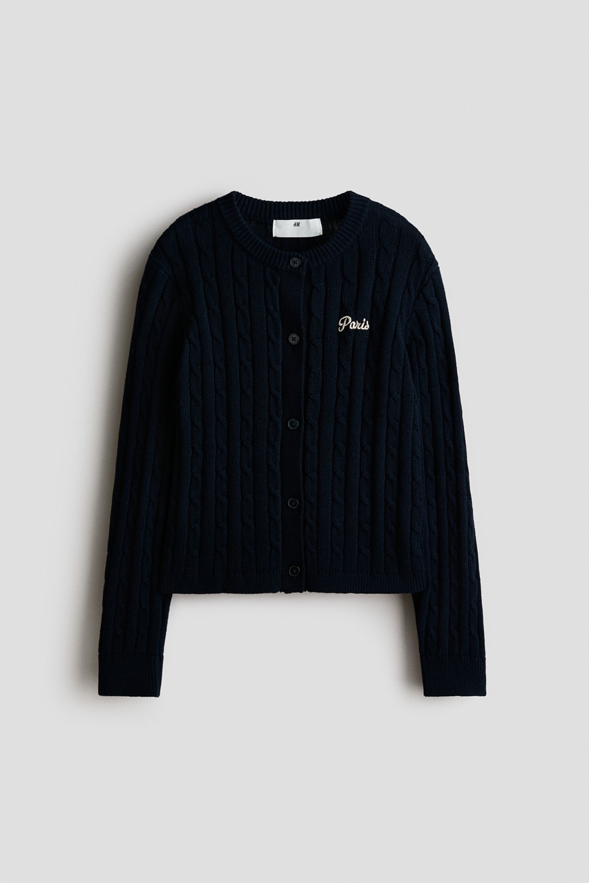 H & M - Gebreid kabelvest - Marineblauw/Paris
