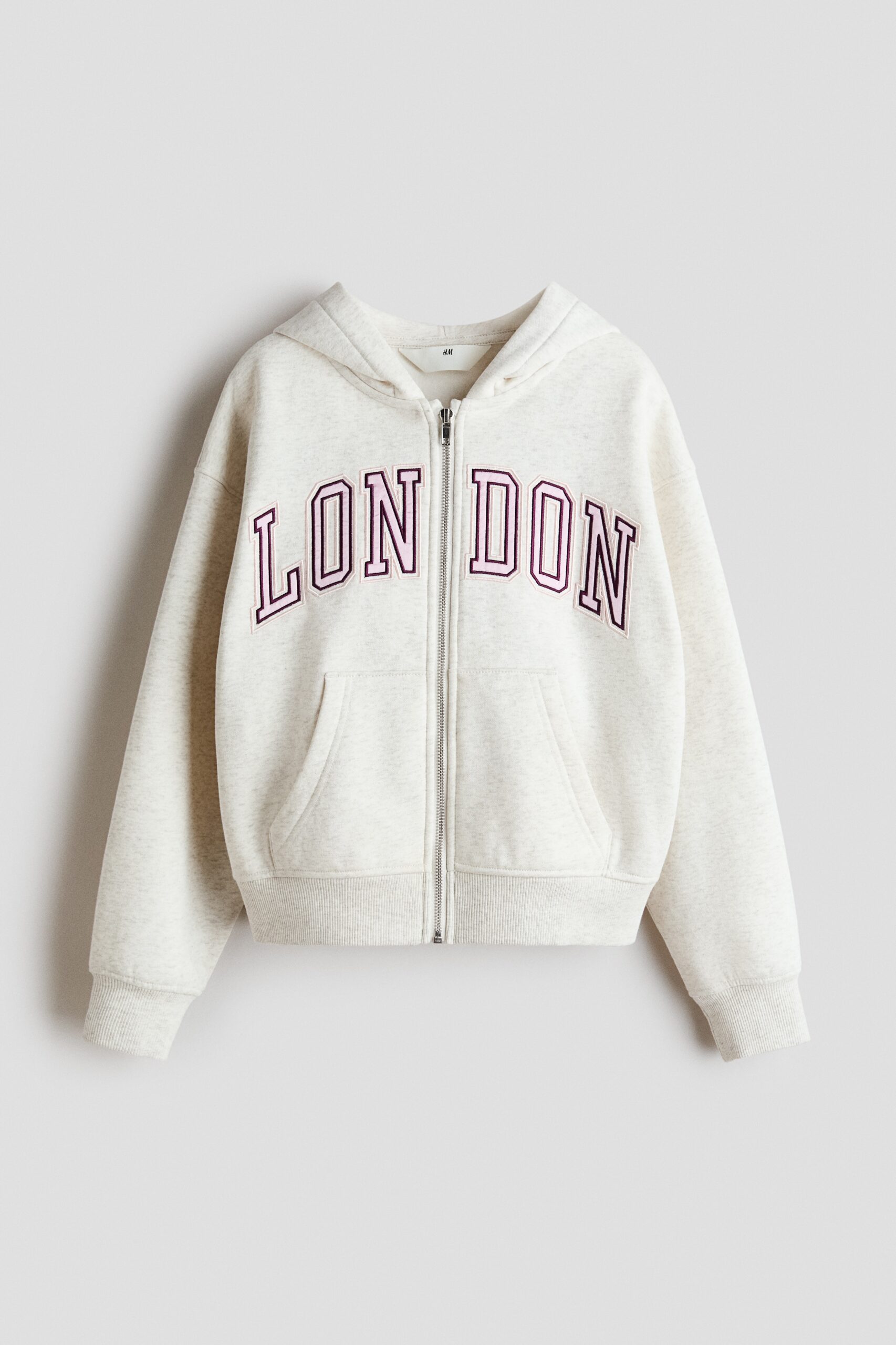 H & M - Capuchonvest met geprint motief - Lichtbeige Gemêleerd/London