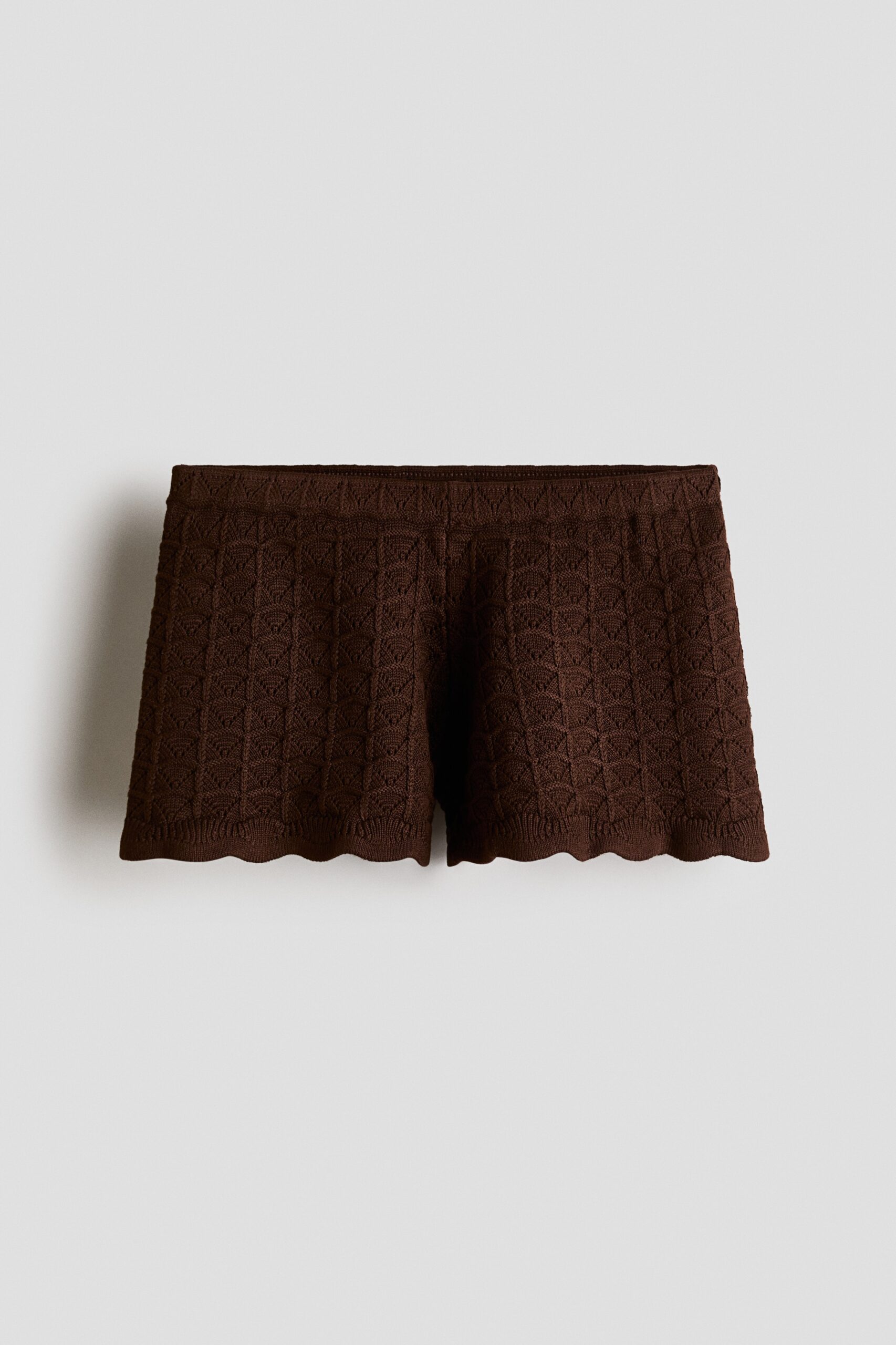 H & M - Ajourgebreide short - Donkerbruin