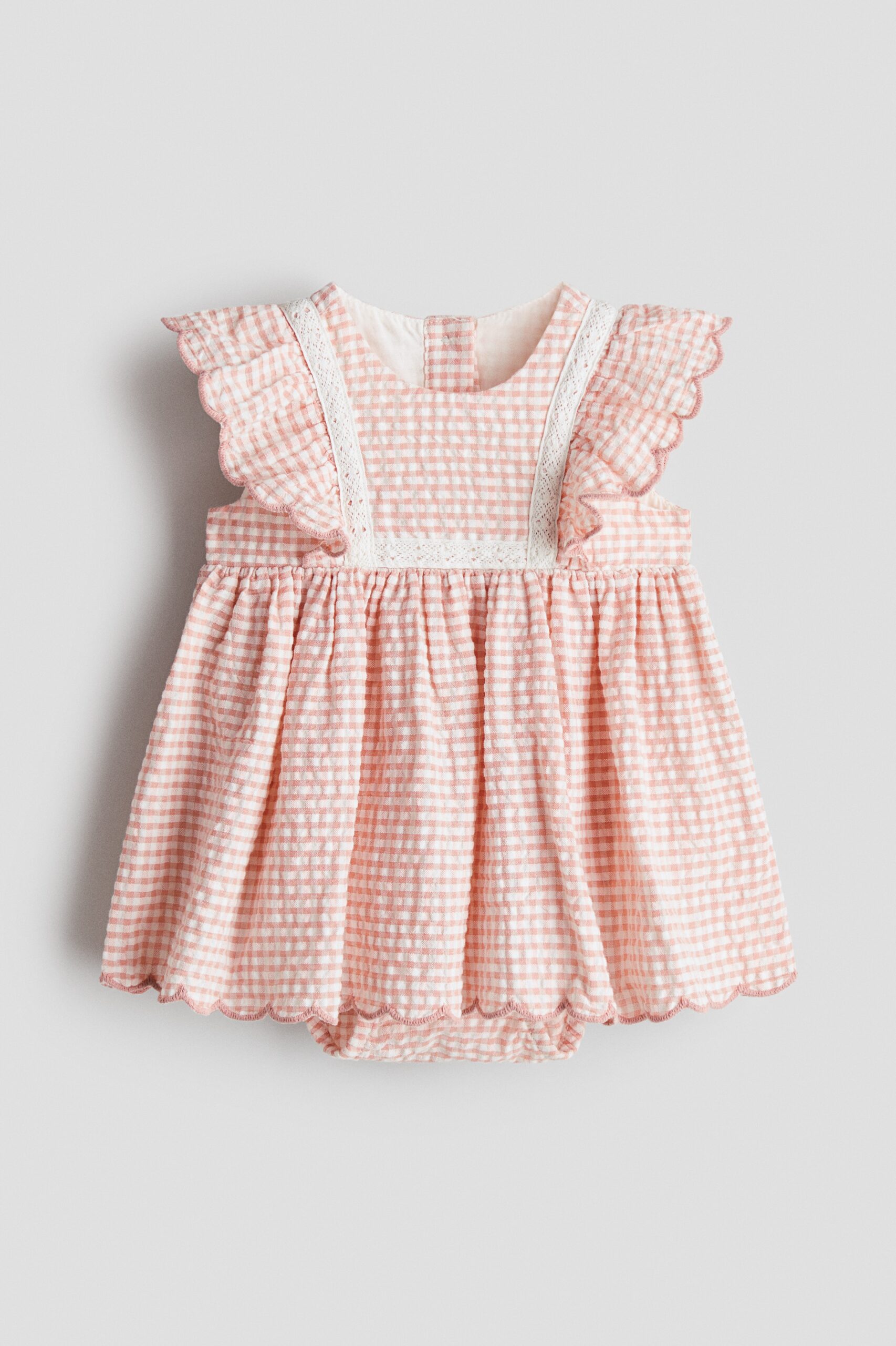 H & M - Romperjurk van katoenen mousseline - Lichtroze/Geruit