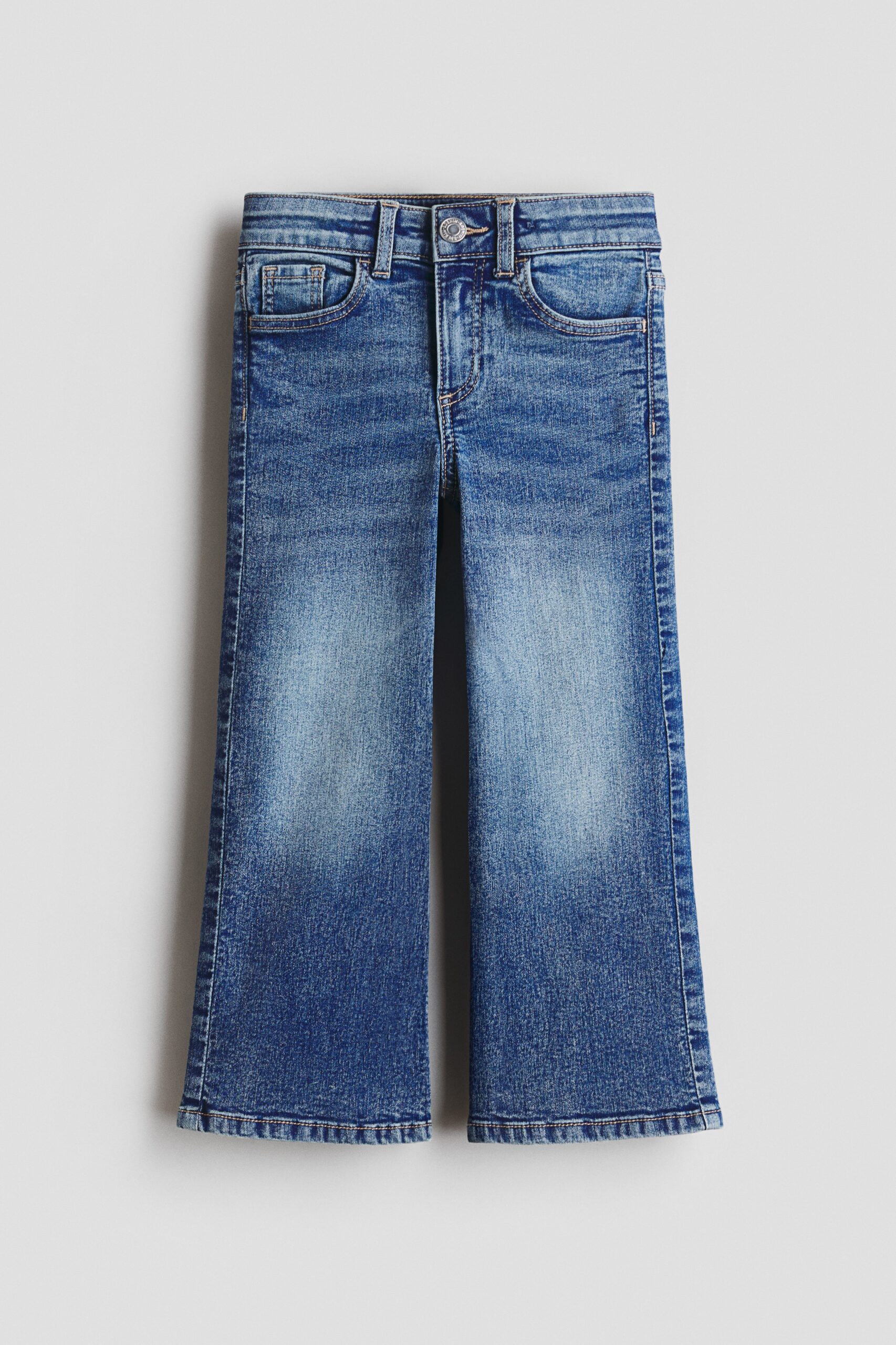 H & M - Superstretch Wide Leg Jeans - Washed Denimblauw