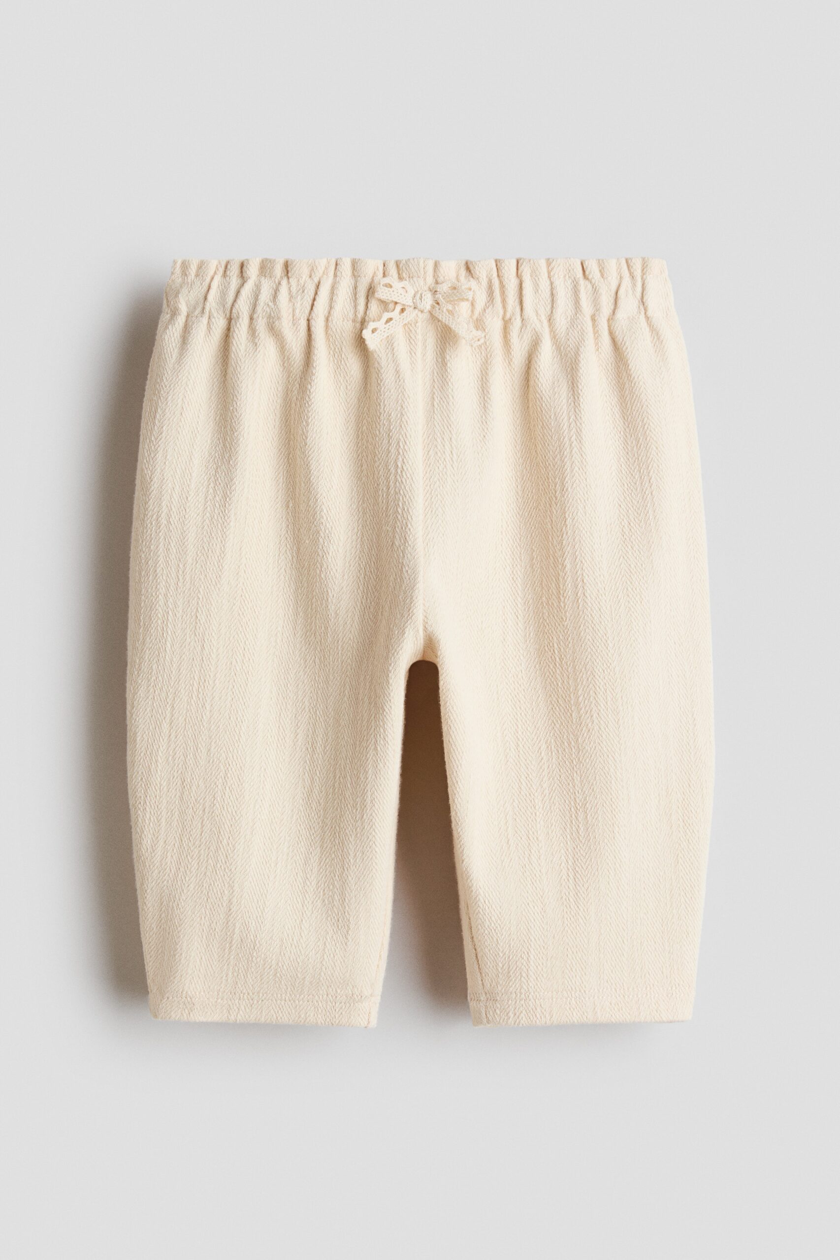 H & M - Katoenen broek met structuur - Lichtbeige