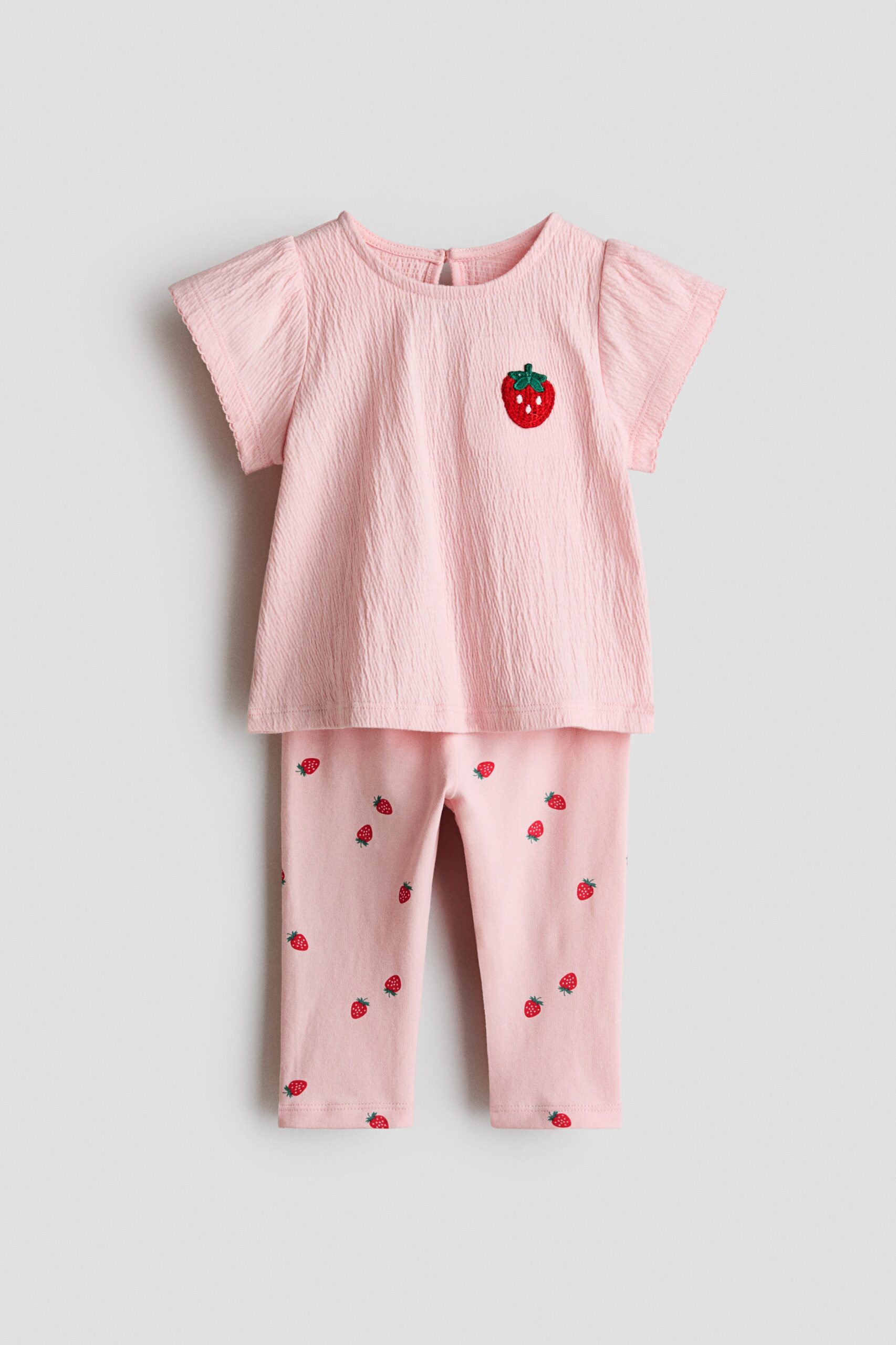 H & M - Tweedelige set - Top en legging - Lichtroze/Aardbei