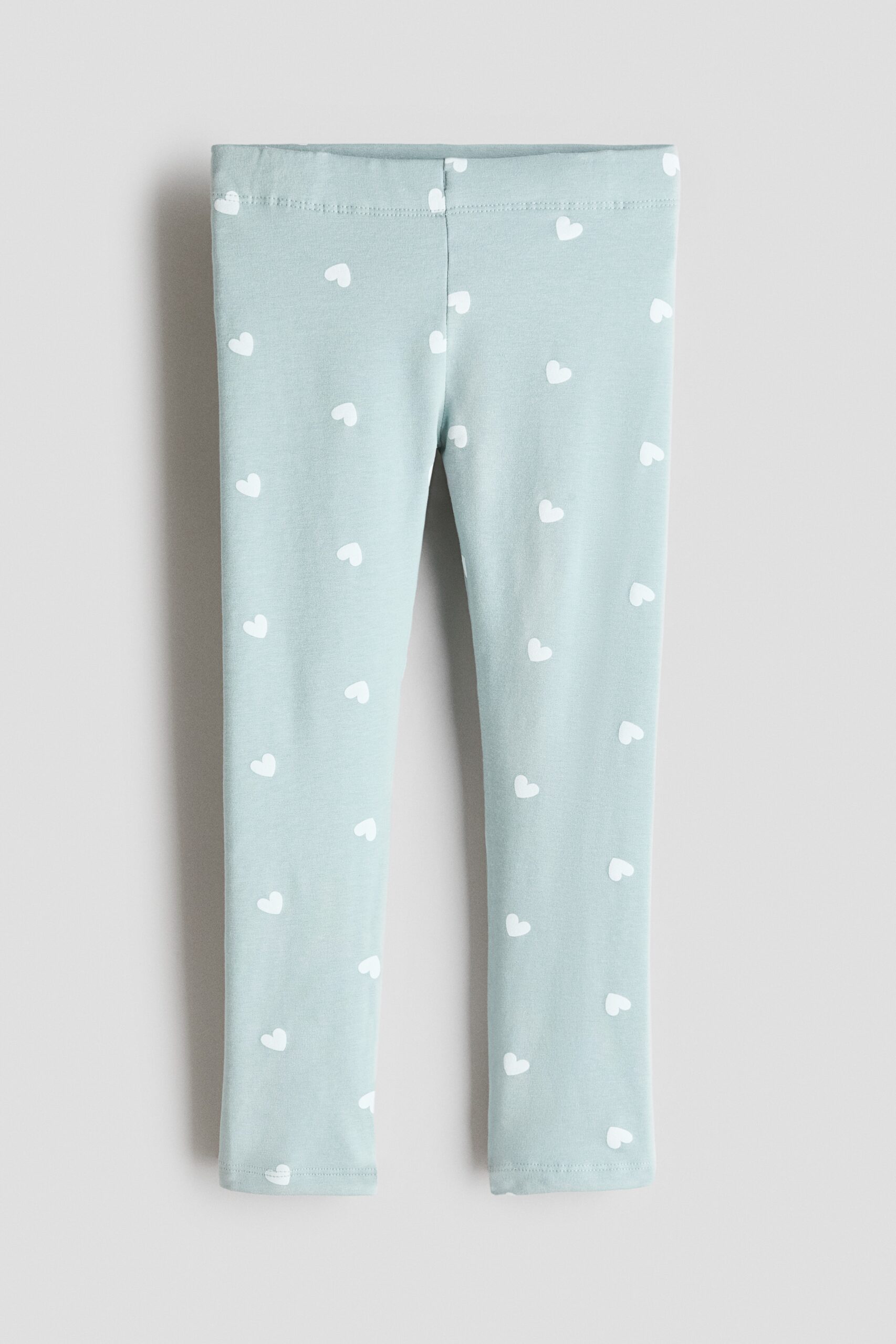 H & M - Legging met geruwde binnenkant - Turkoois/Hartjes