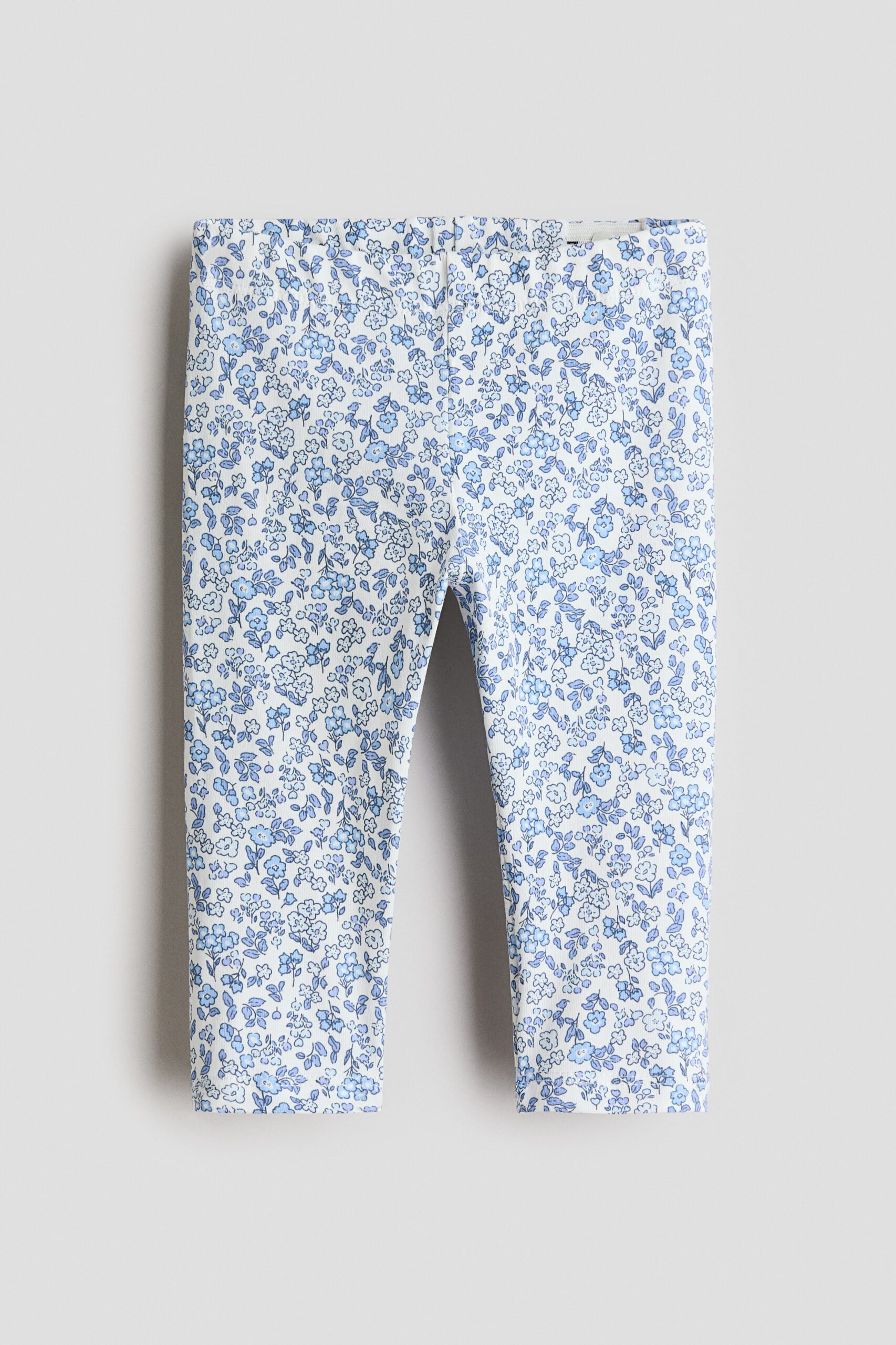 H & M - Katoenen legging met print - Lichtblauw/Bloemen