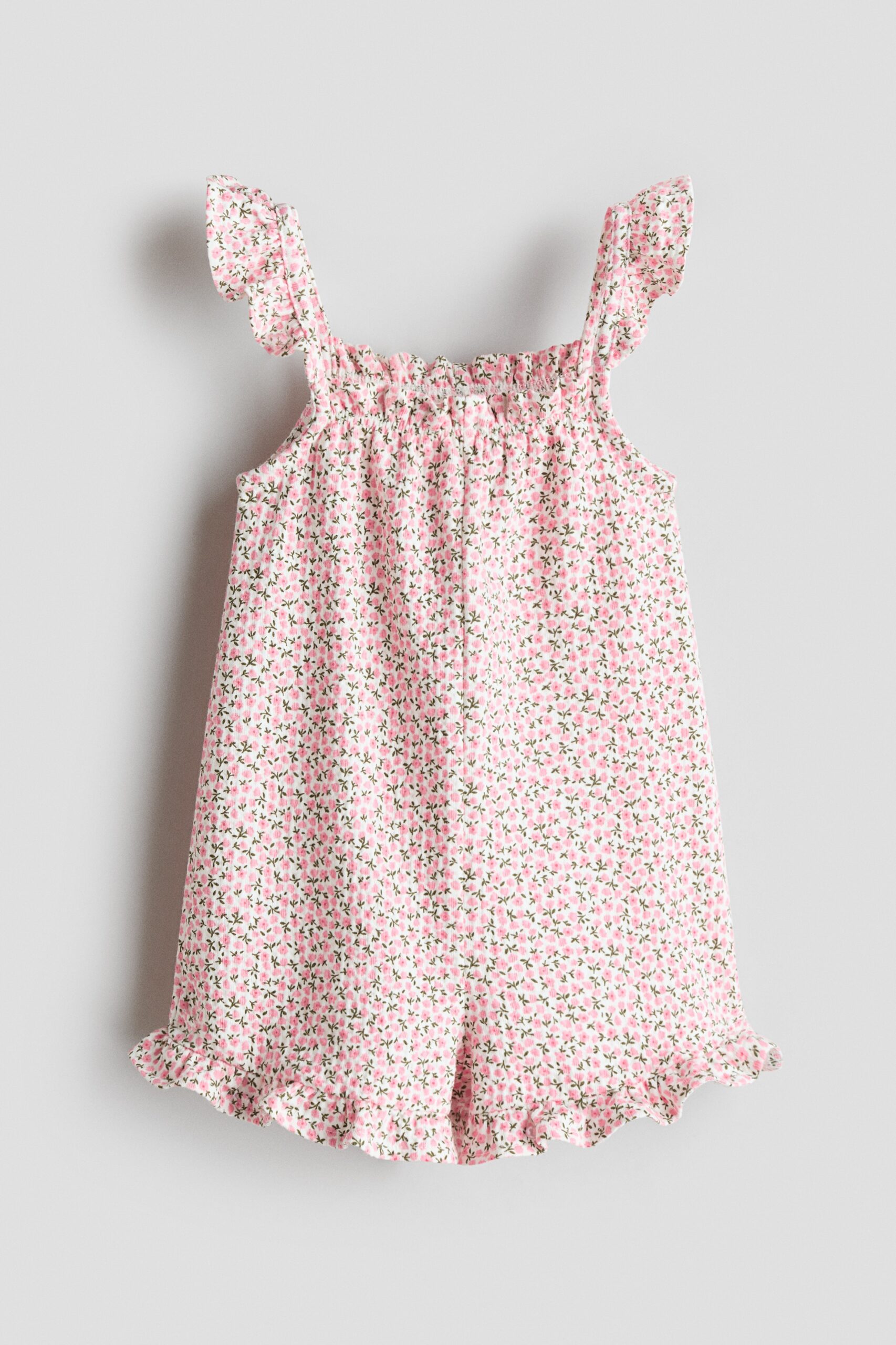 H & M - Mouwloos boxpakje van tricot - Lichtroze/Bloemen