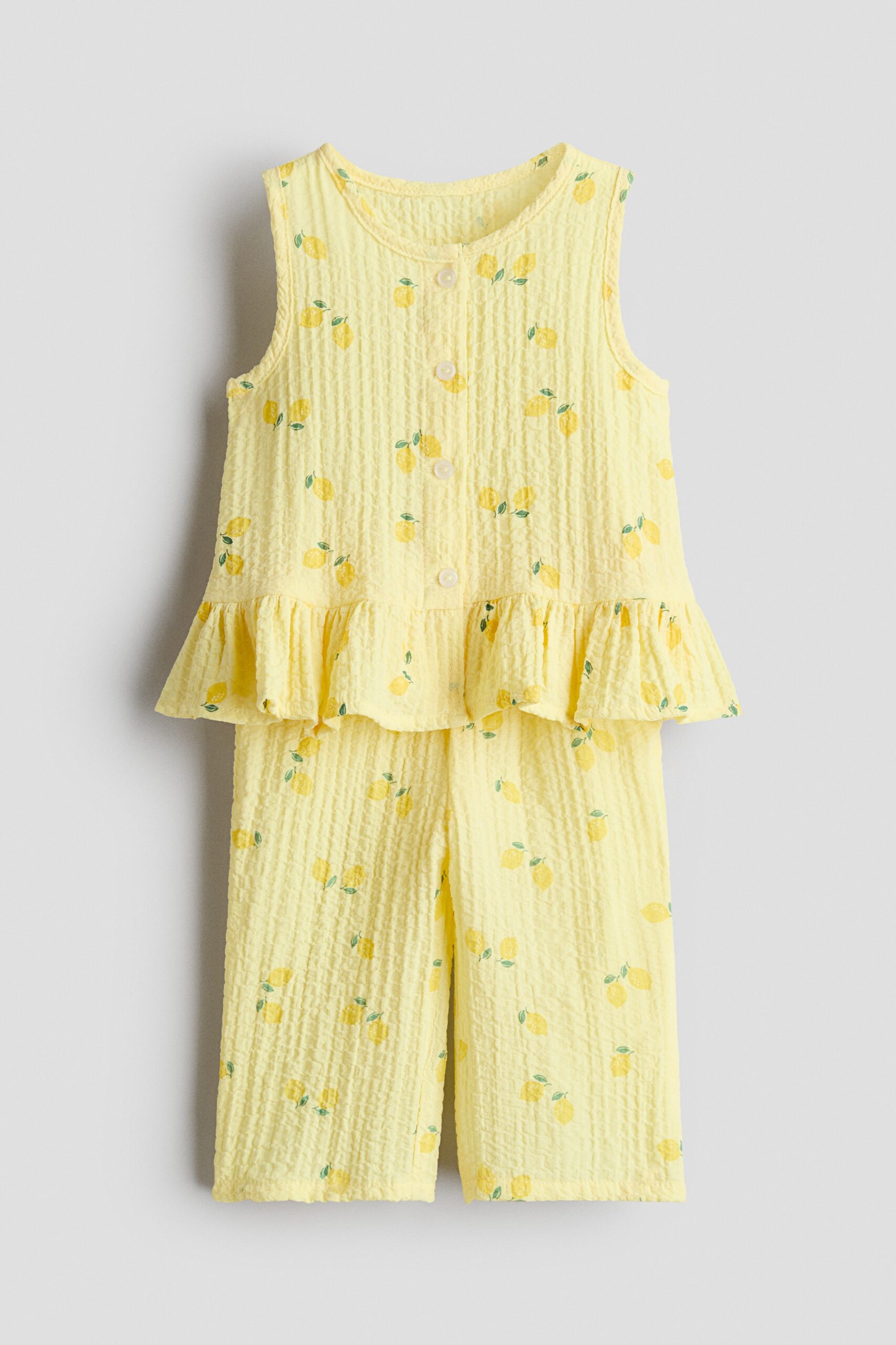 H & M - Tweedelige set van seersucker - Geel/Citroenen