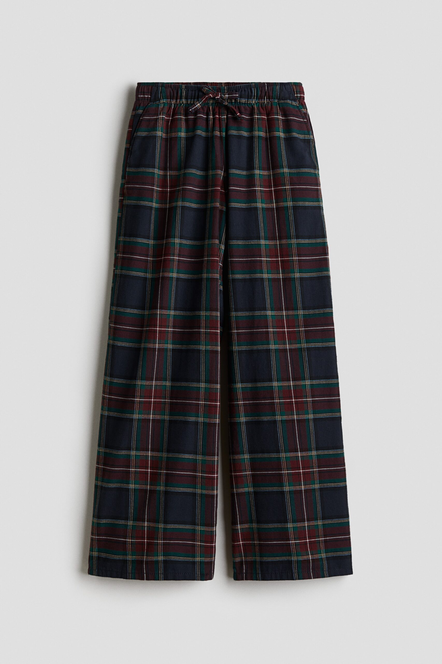 H & M - Katoenen broek - Donkerblauw/Geruit