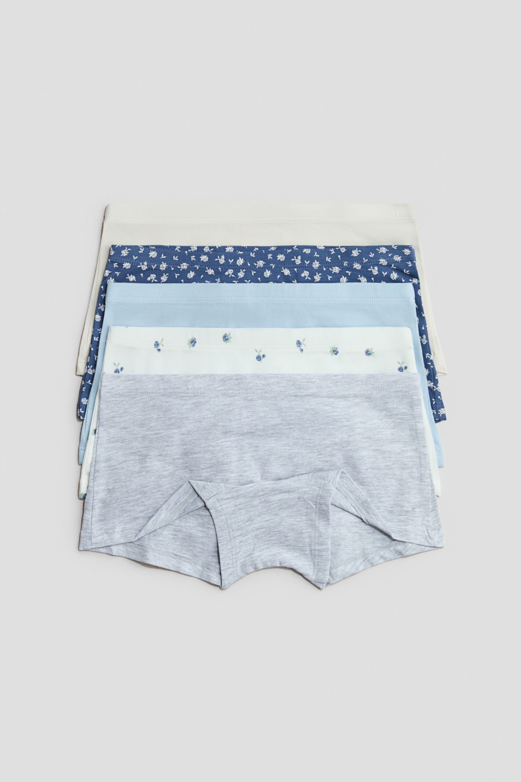 H & M - Set van 5 katoenen boxerslips - Blauw/Bloemen