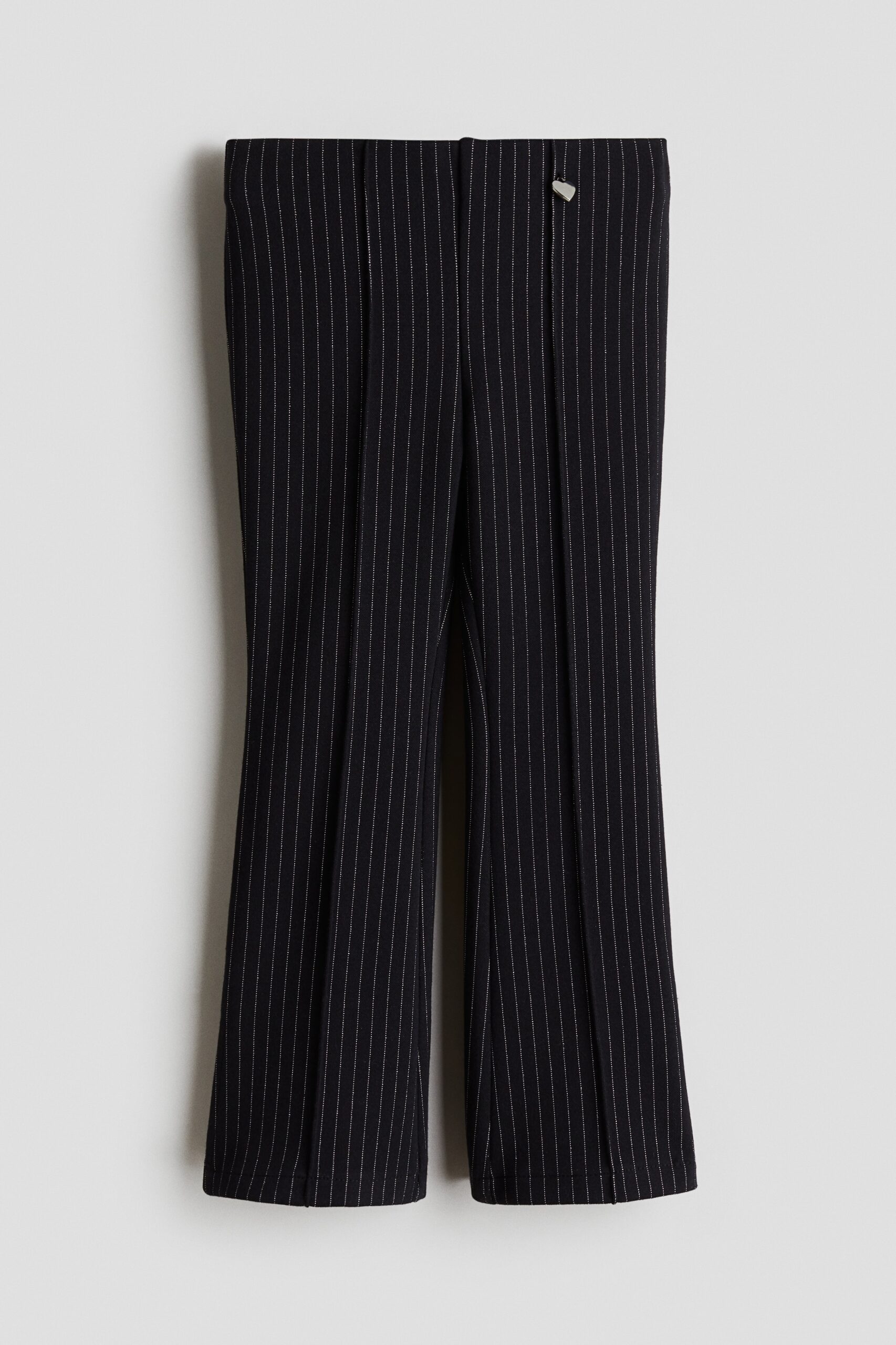 H & M - Flared broek - Zwart/Krijtstrepen