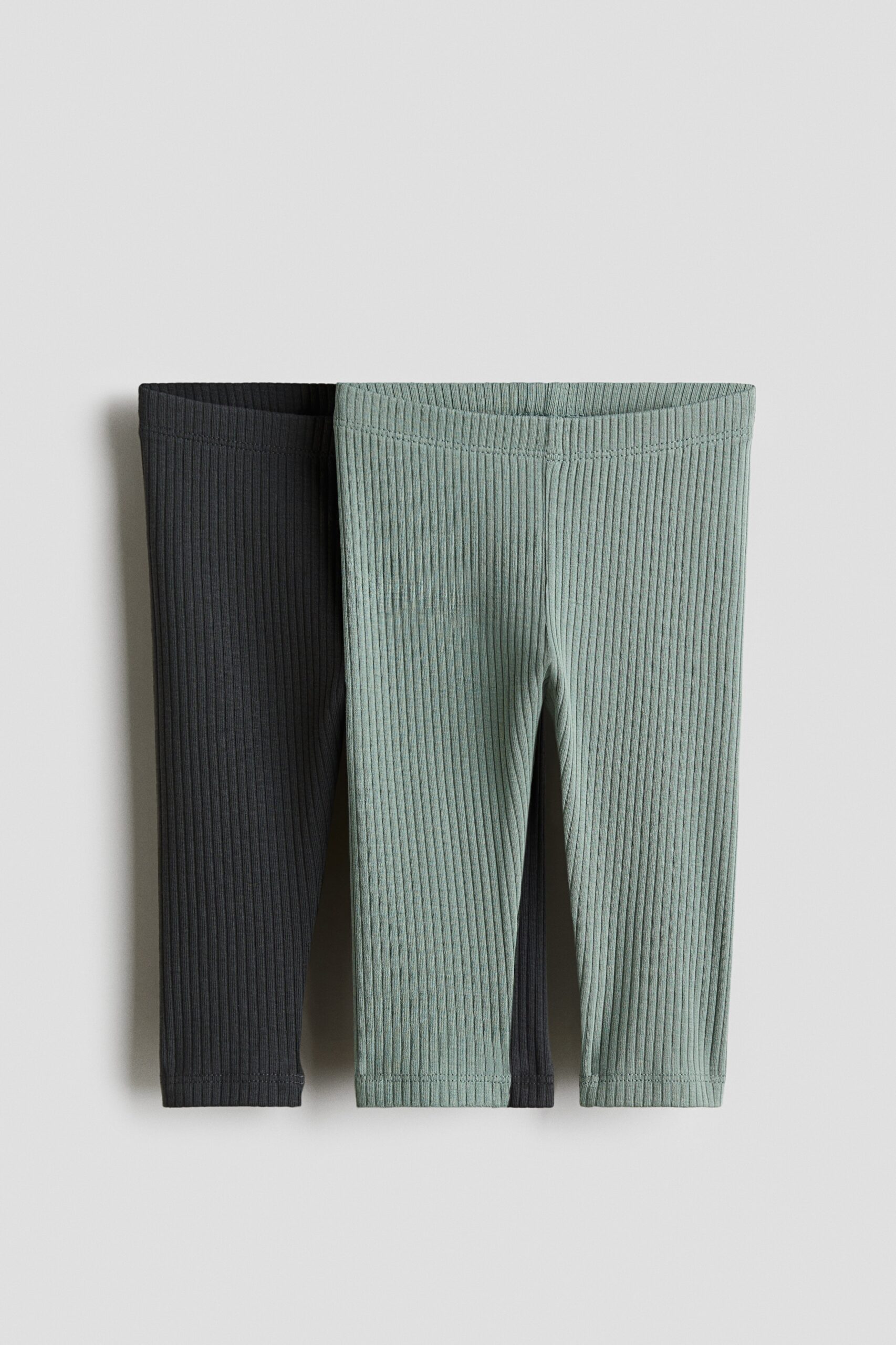 H & M - Set van 2 leggings - Lichtgroen/Donkergrijs