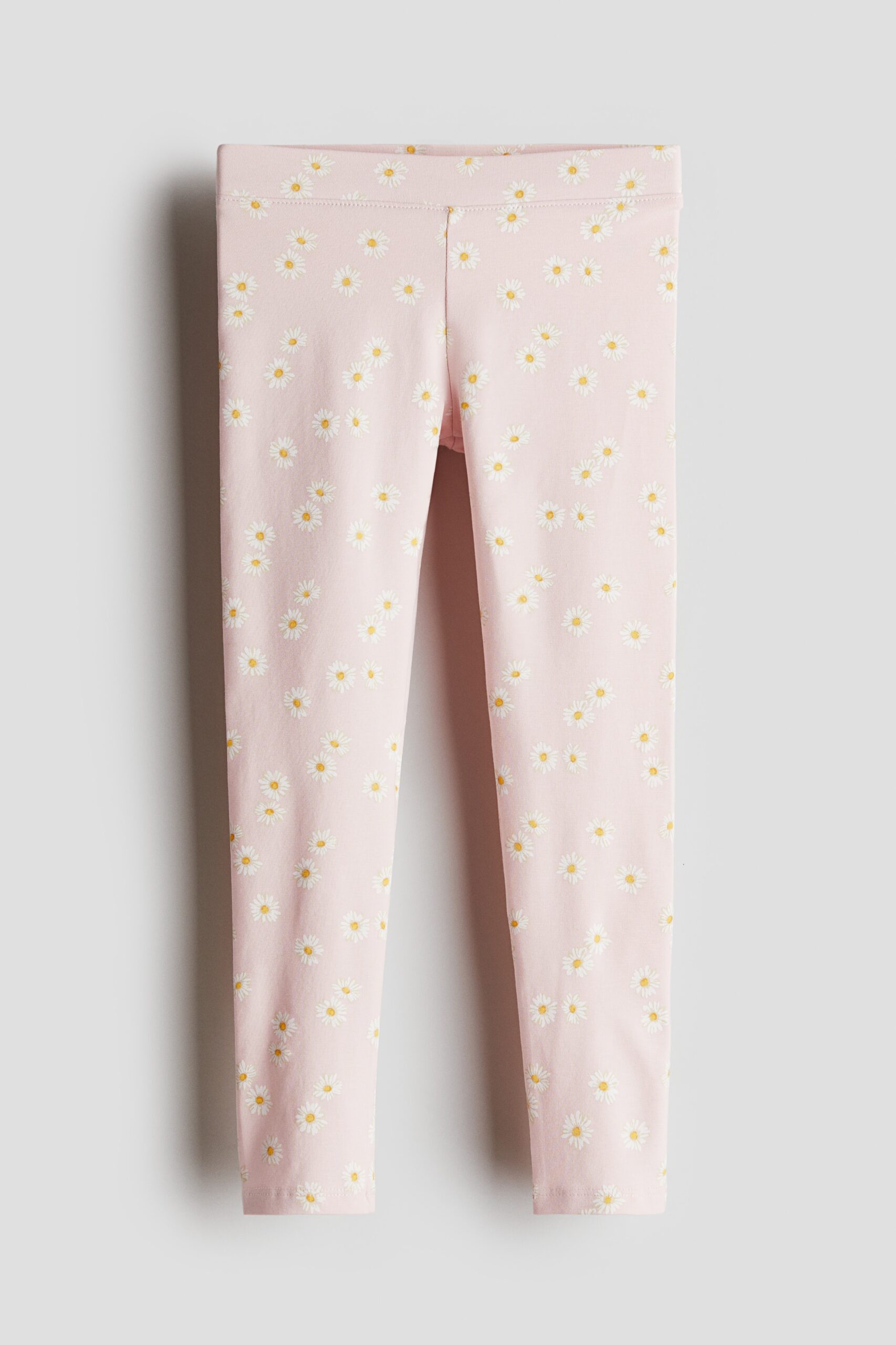 H & M - Tricot legging met print - Lichtroze/Madeliefjes