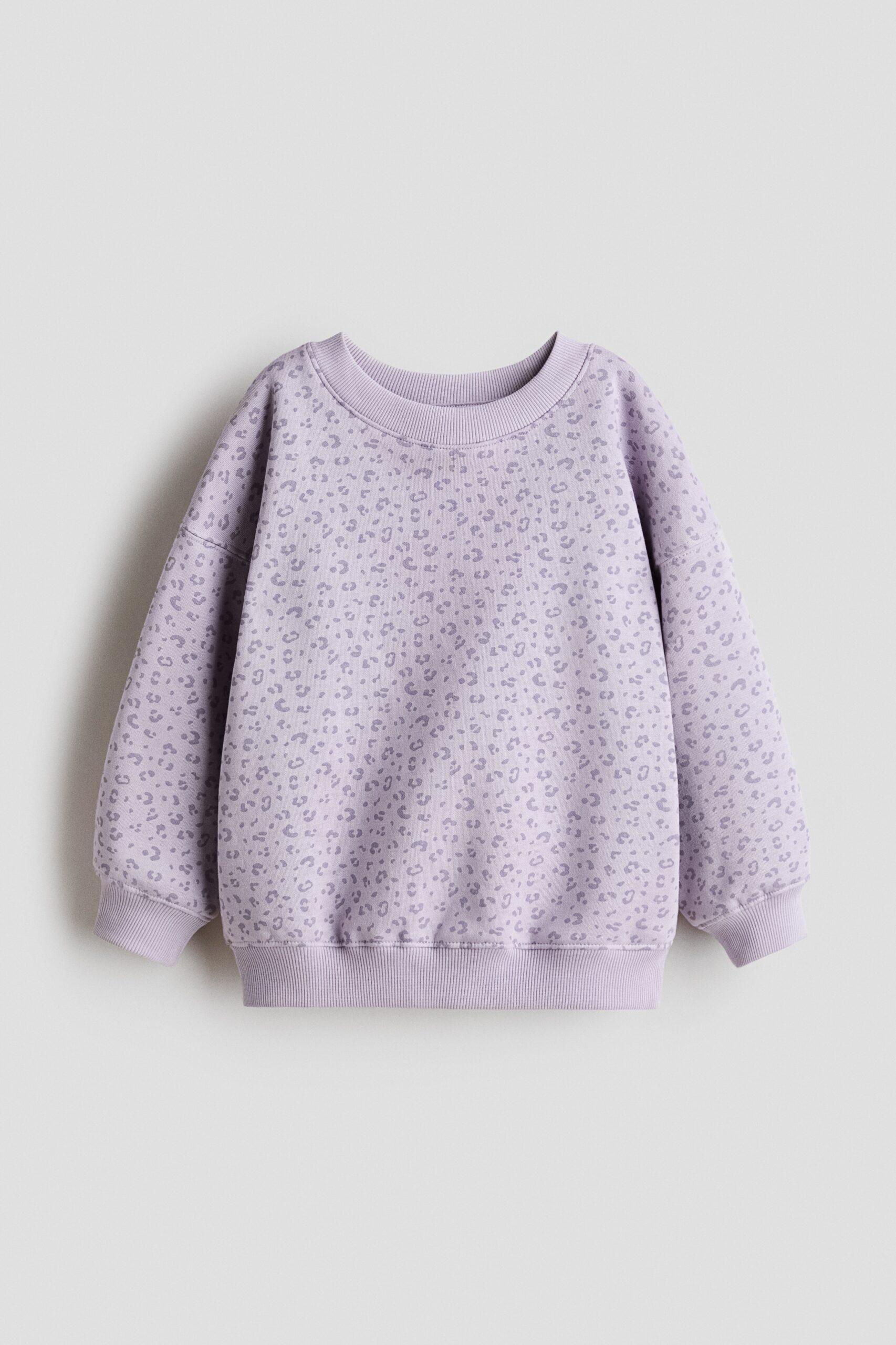 H & M - Oversized sweater met geruwde binnenkant - Dusty Paars/Luipaarddessin