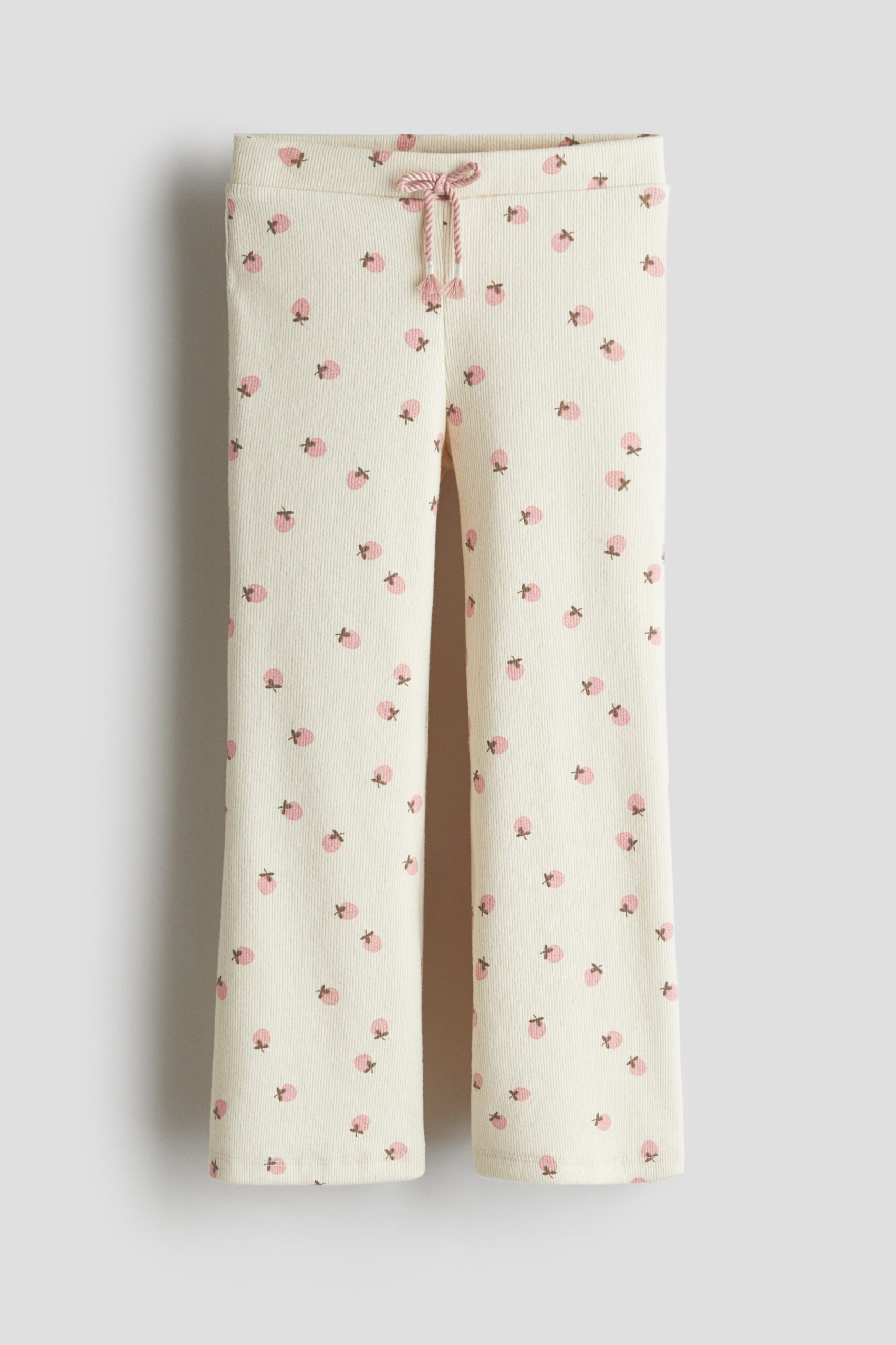 H & M - Legging van ribtricot - Roomwit/Aardbeien
