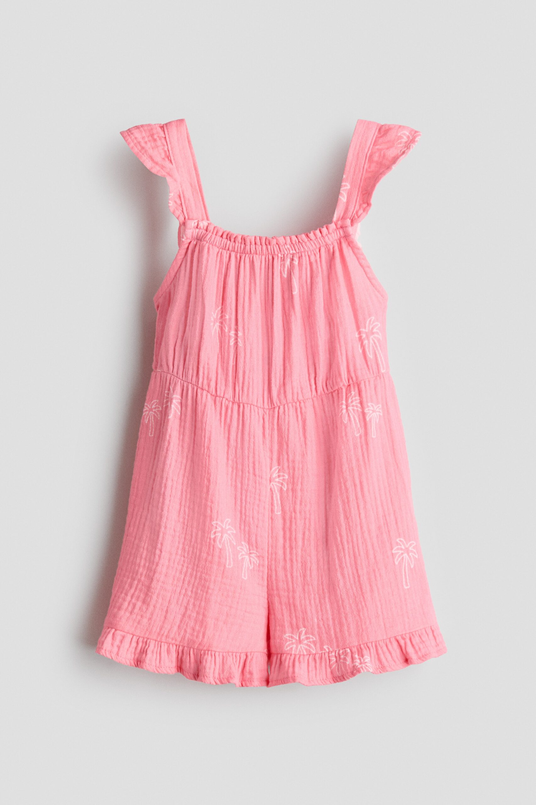 H & M - Jumpsuit van katoenen mousseline - Roze/Palmbomen
