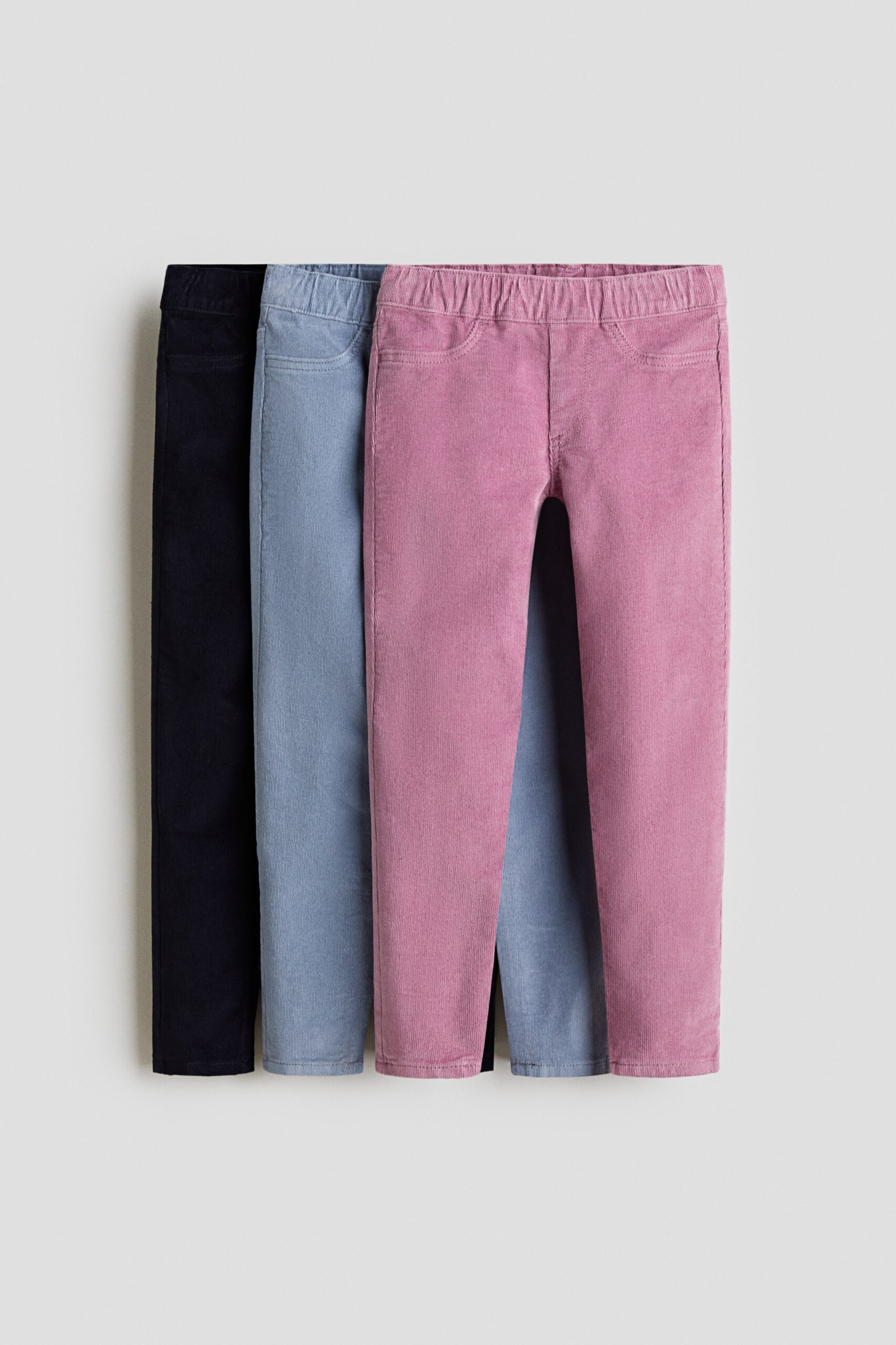 H & M - Set van 3 corduroy jeggings - Marineblauw/Lichtblauw/Oudroze