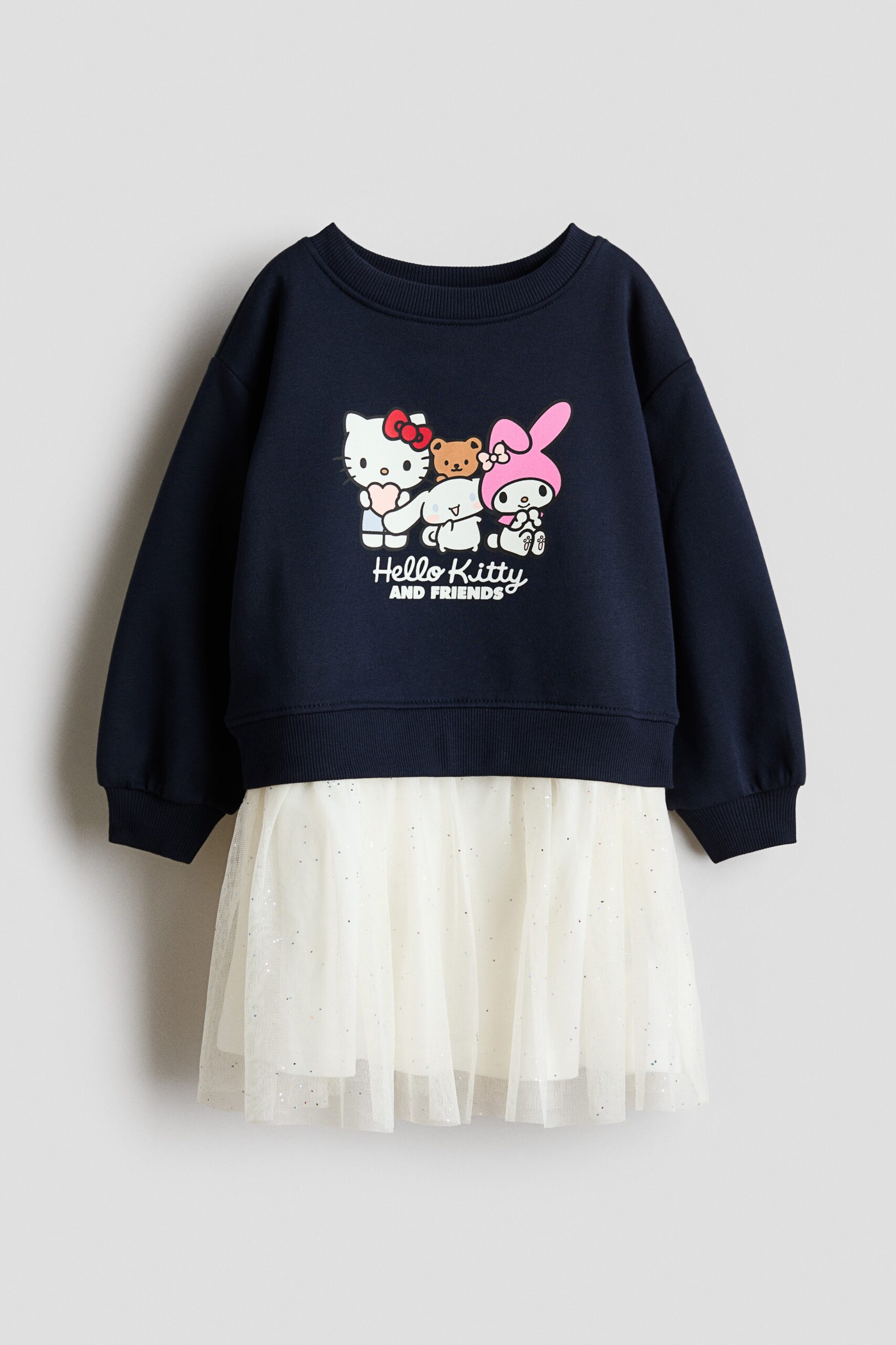 H & M - Sweatjurk met print en tulen rok - Marineblauw/Sanrio