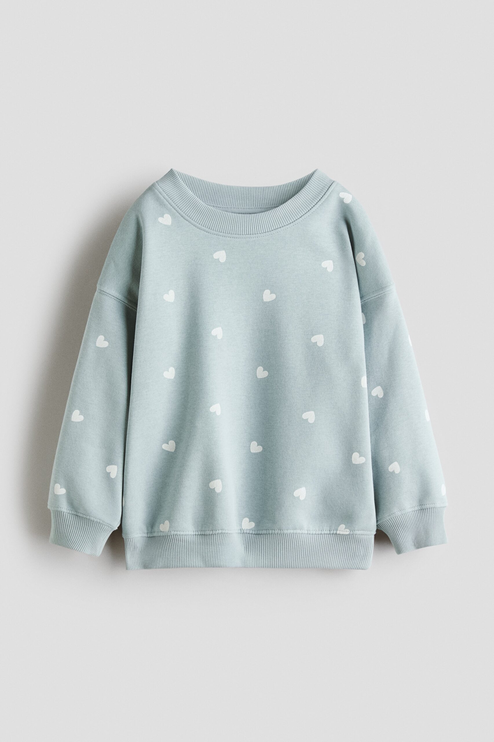 H & M - Sweater met geruwde binnenkant - Turkoois/Hartjes