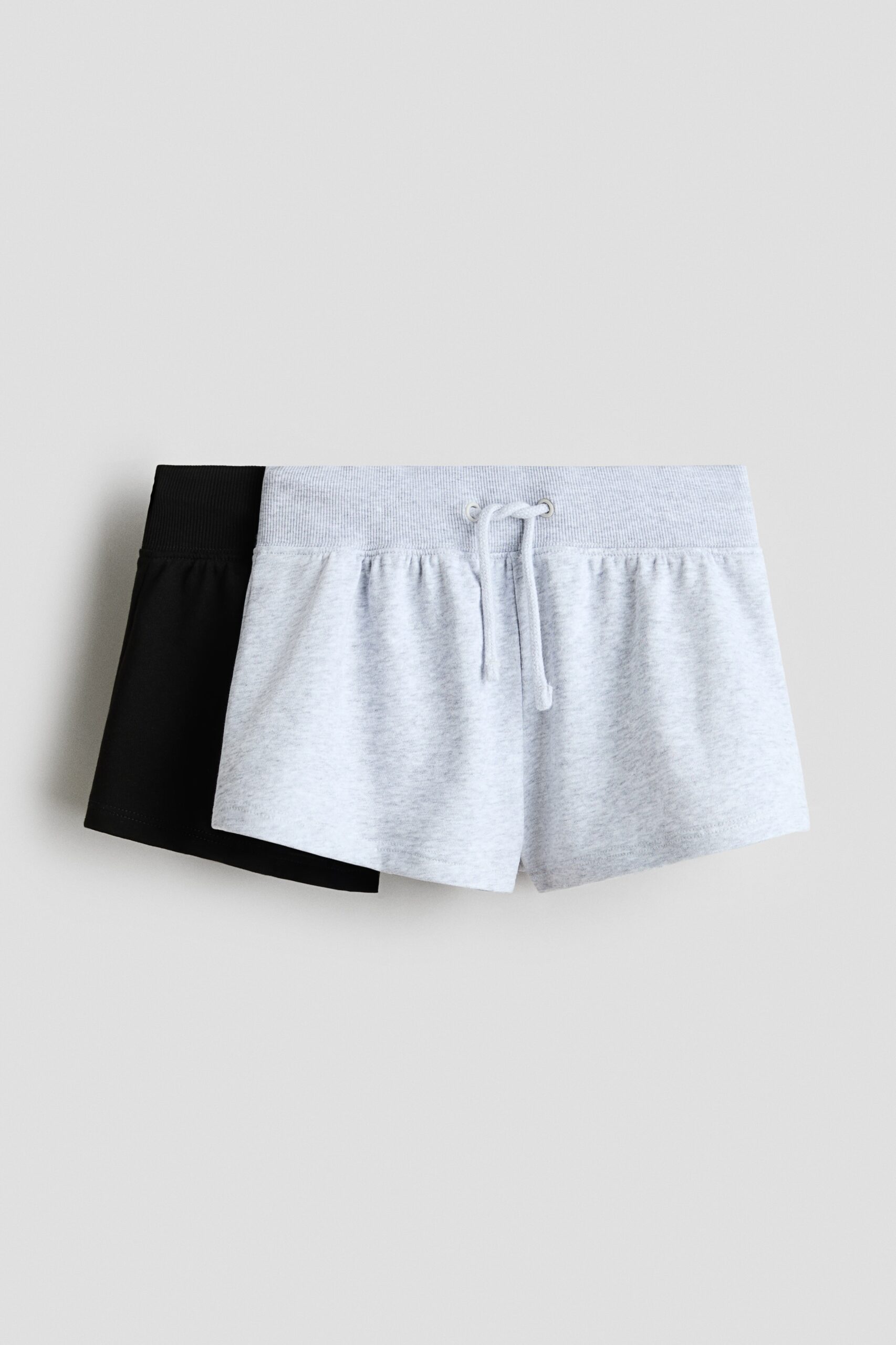 H & M - Set van 2 sweatshorts - Lichtgrijs Gemêleerd/Zwart