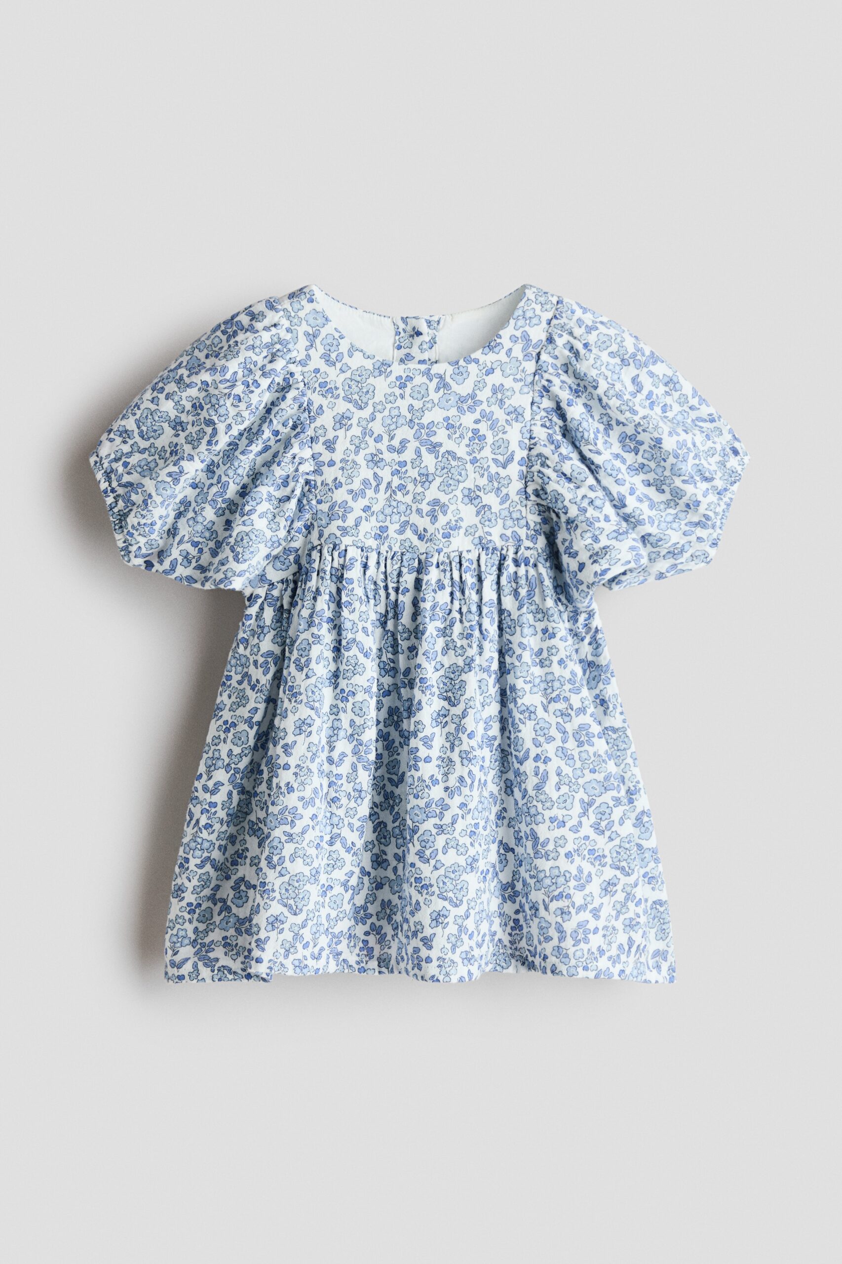 H & M - Jurk van katoenen mousseline - Lichtblauw/Bloemen