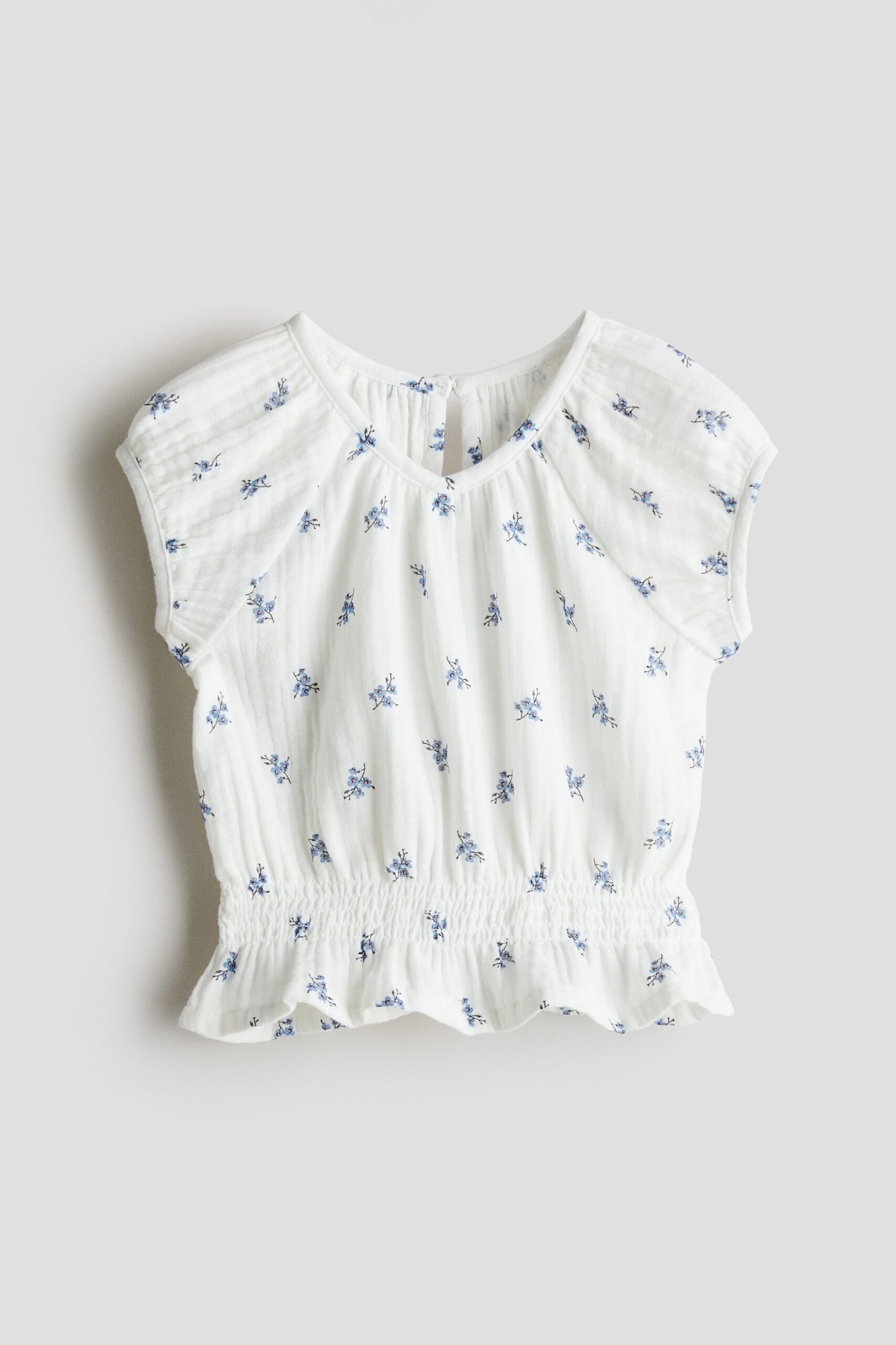 H & M - Top van katoenen mousseline - Wit/Bloemen