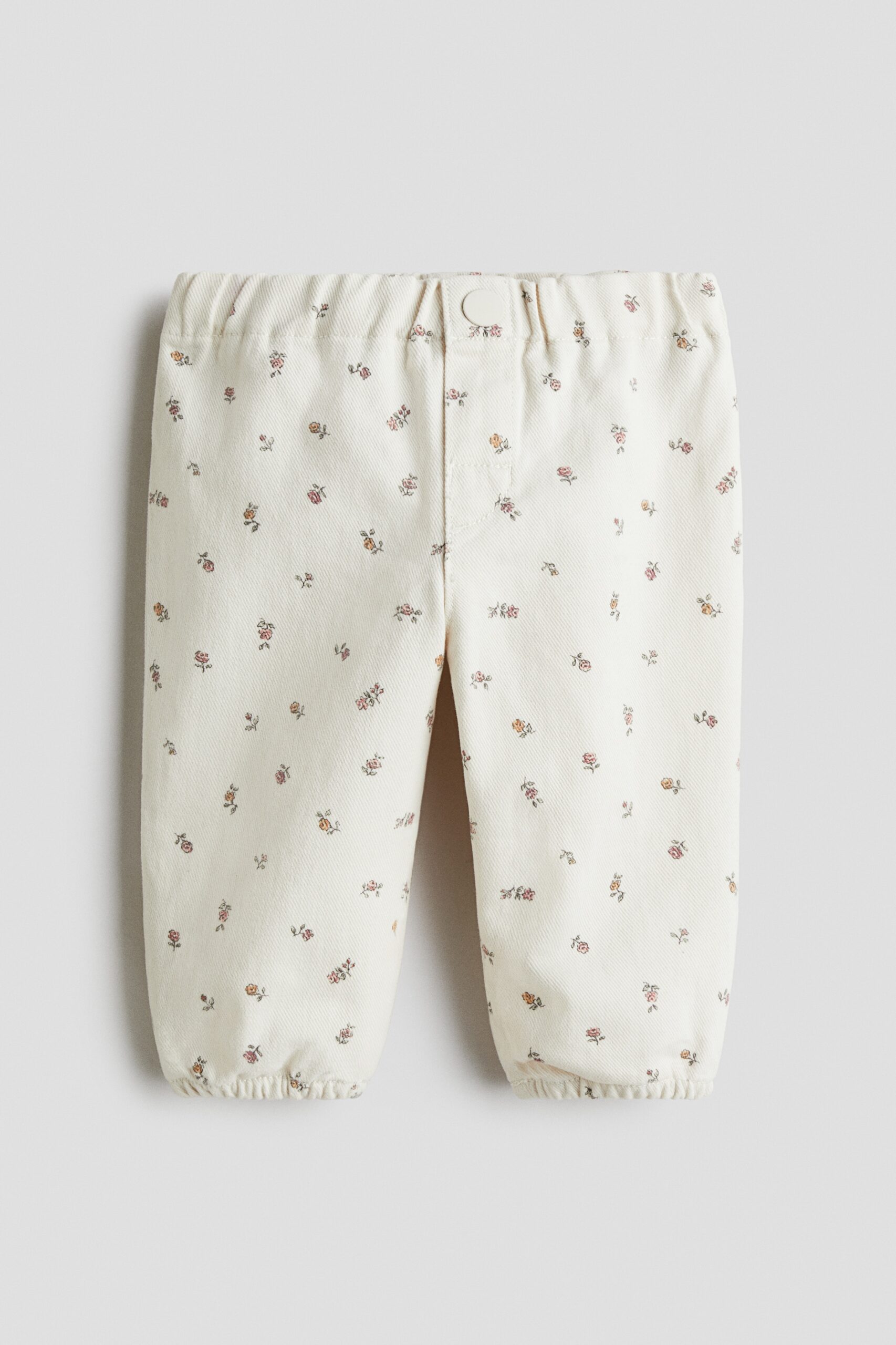 H & M - Broek van katoenen twill met print - Wit/Bloemen