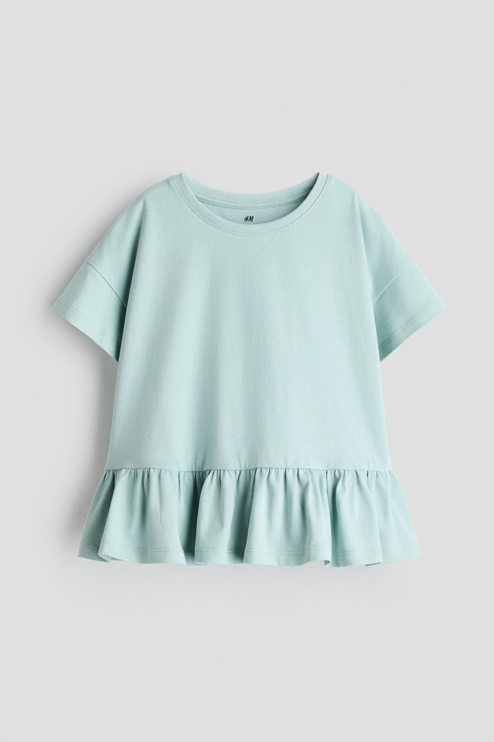H & M - Katoenen peplumtop - Dusty Lichtgroen