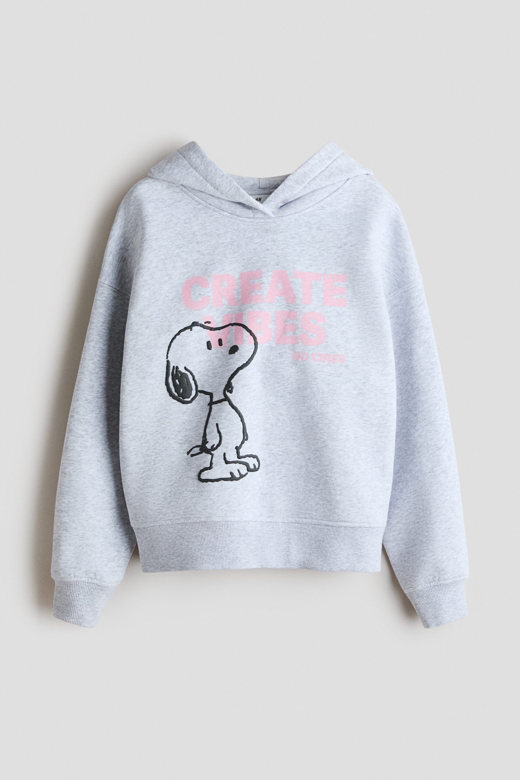 H & M - Oversized capuchonsweater met print - Lichtgrijs Gemêleerd/Snoopy
