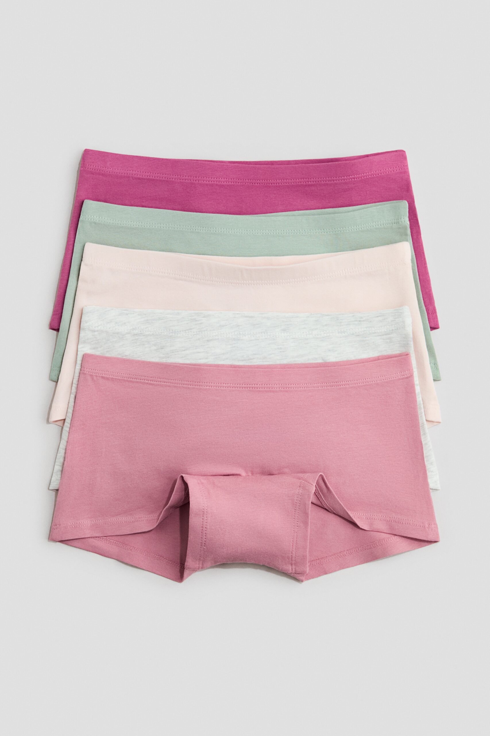 H & M - Set van 5 katoenen boxerslips - Cerise/Saliegroen/Abrikoos