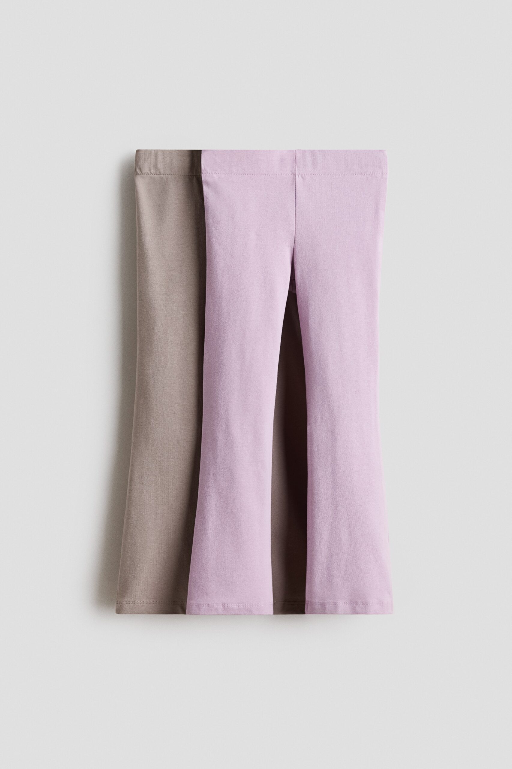H & M - Set van 2 flared leggings - Taupe/Lichtpaars
