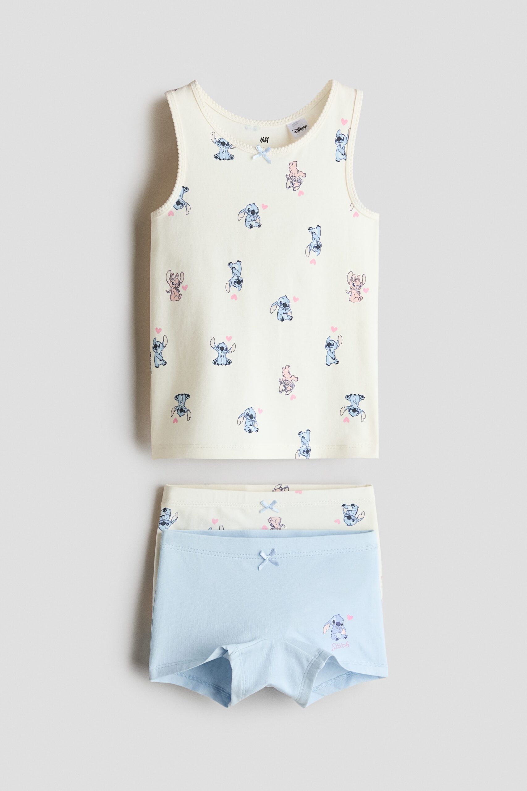 H & M - Driedelige katoenen set - Roomwit/Lilo & Stitch