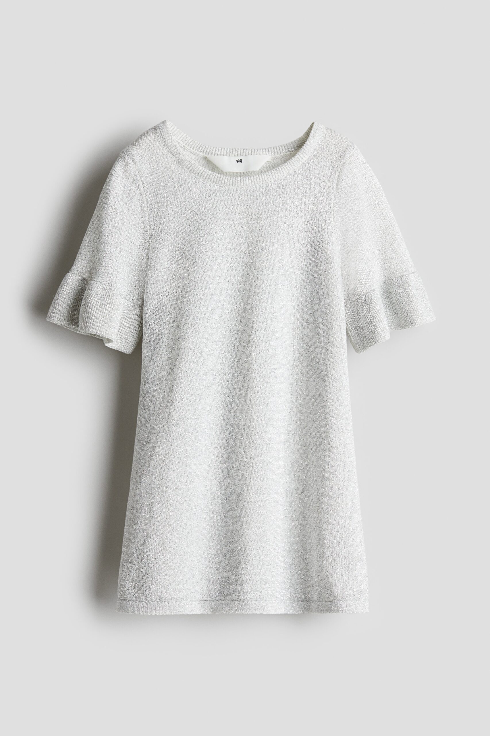 H & M - Glanzende gebreide jurk - Wit/Zilverkleurig